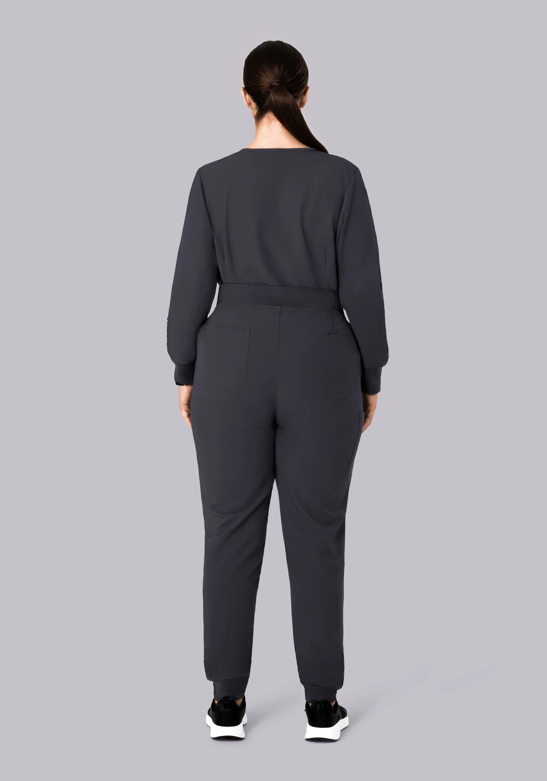 Long Sleeve Notch Neck Top Pewter - Image 8