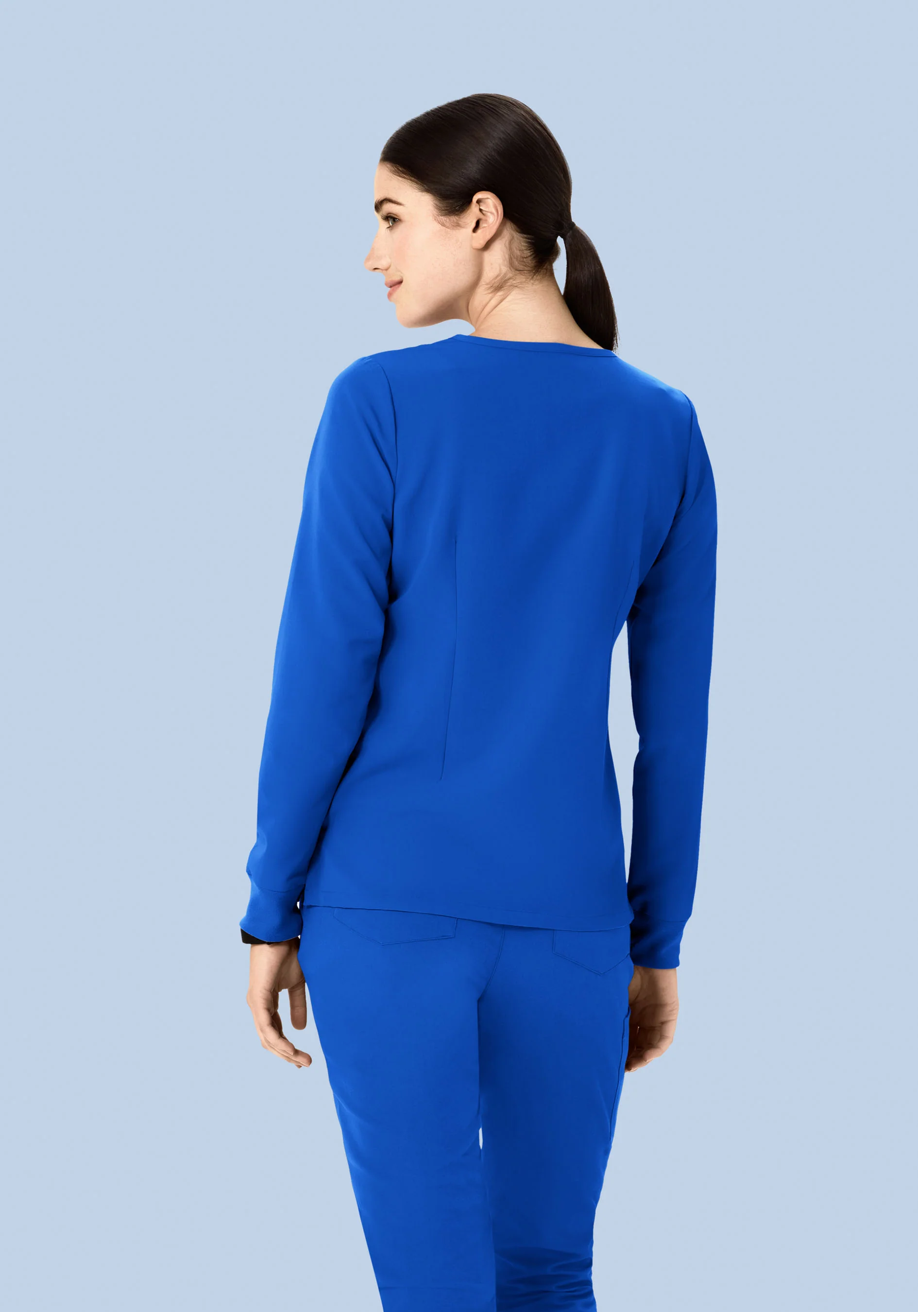 Long Sleeve Notch Neck Top Royal Blue - Image 6