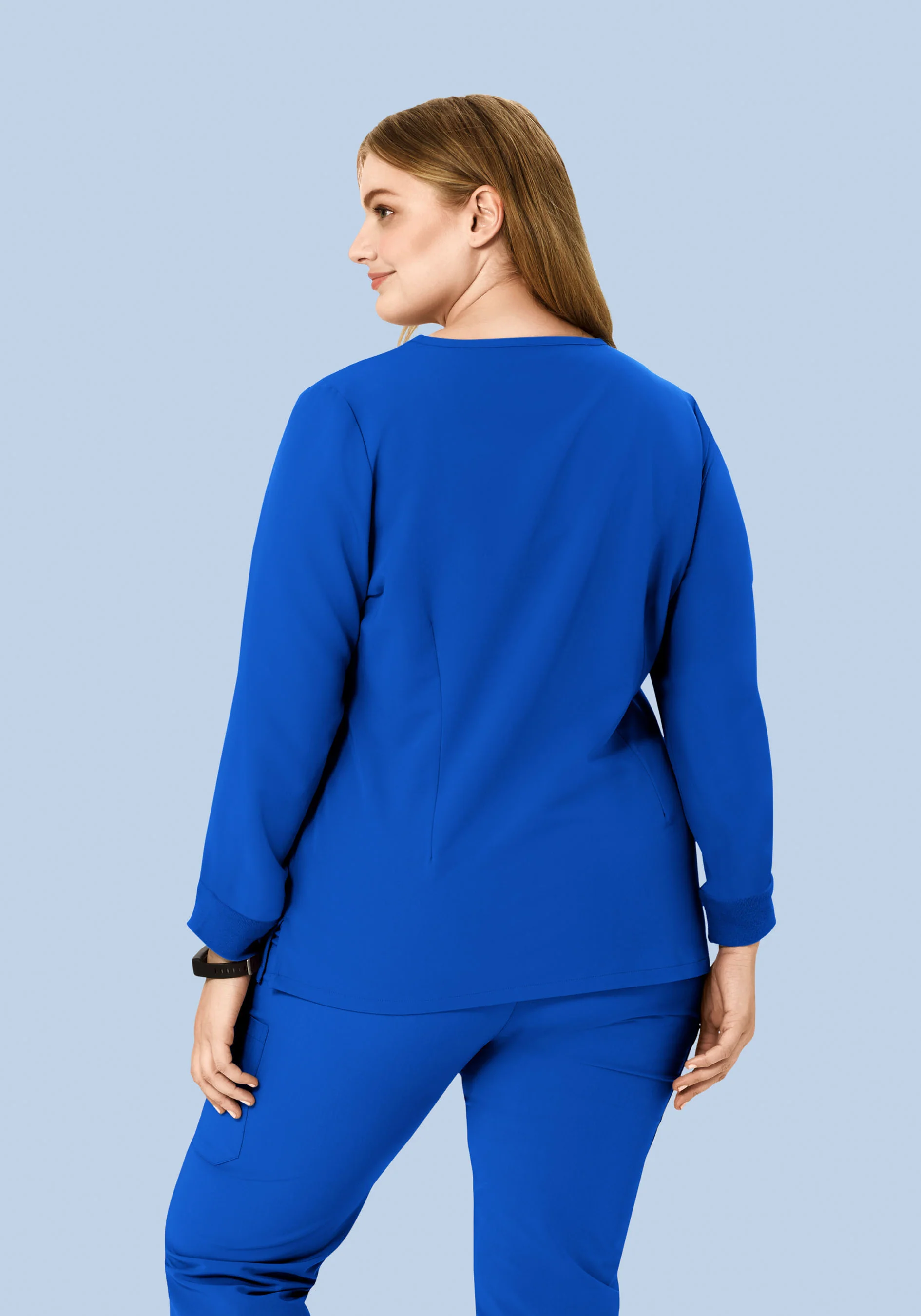 Long Sleeve Notch Neck Top Royal Blue - Image 8