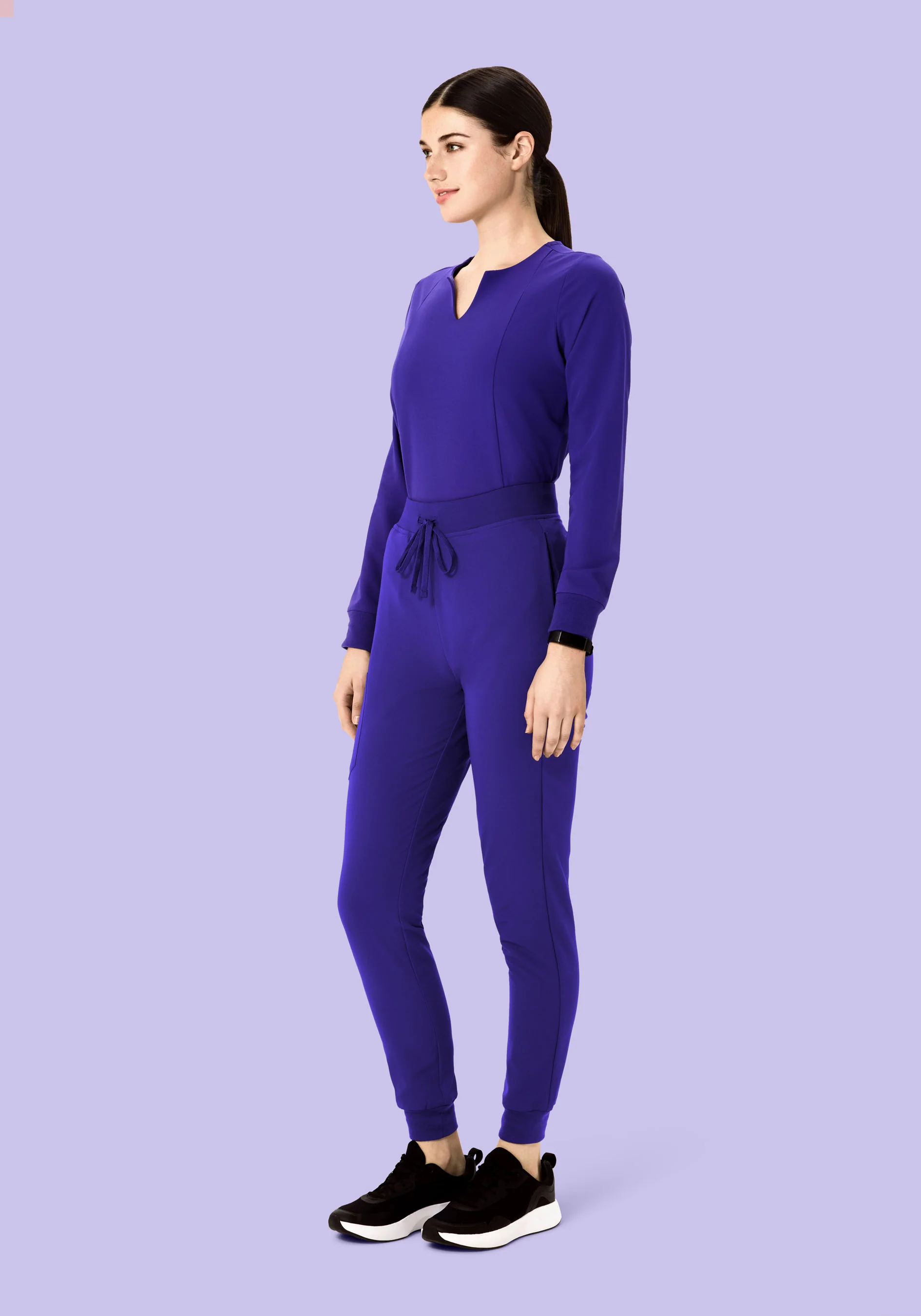 Long Sleeve Notch Neck Top True Grape - Image 3