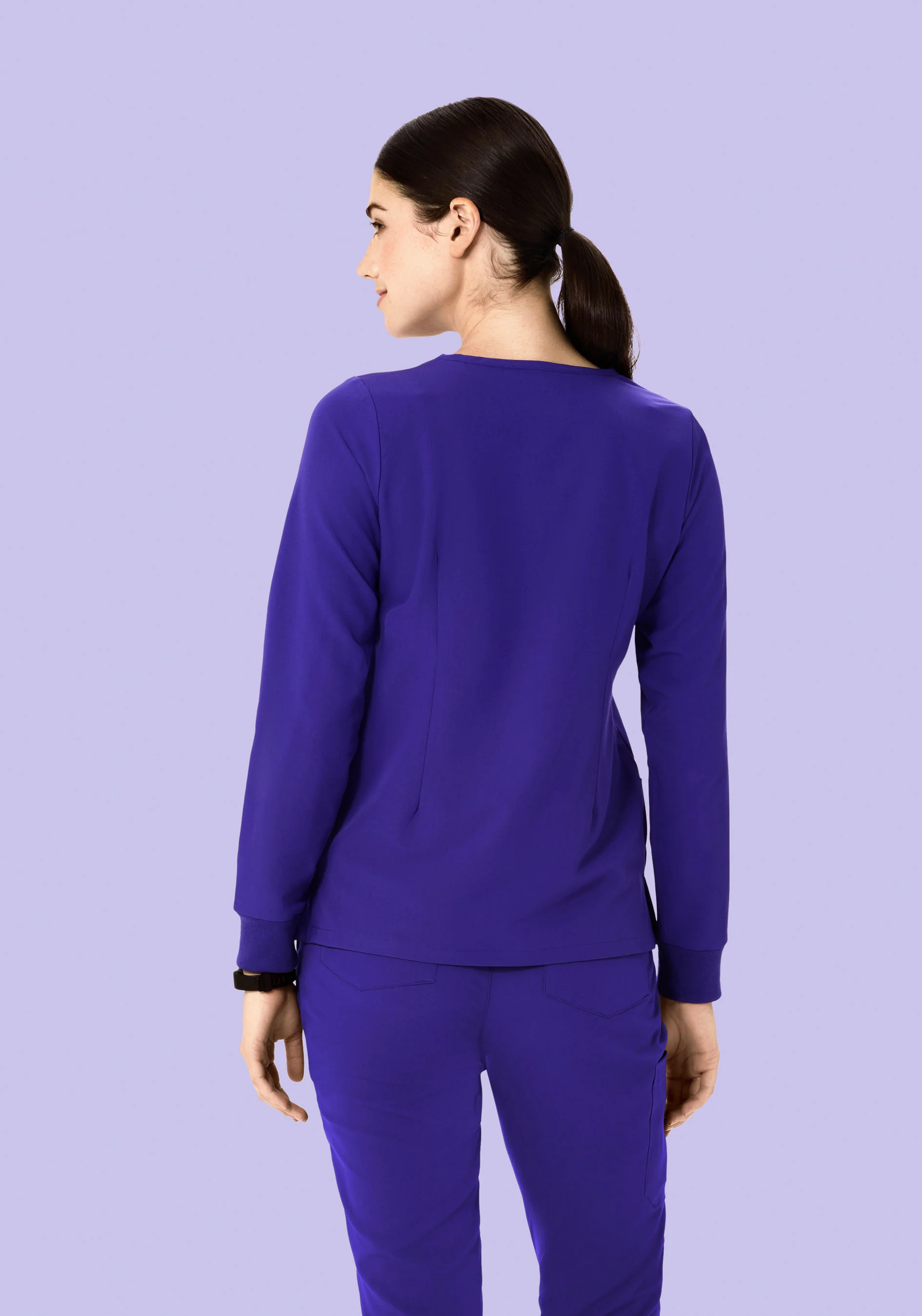 Long Sleeve Notch Neck Top True Grape - Image 4