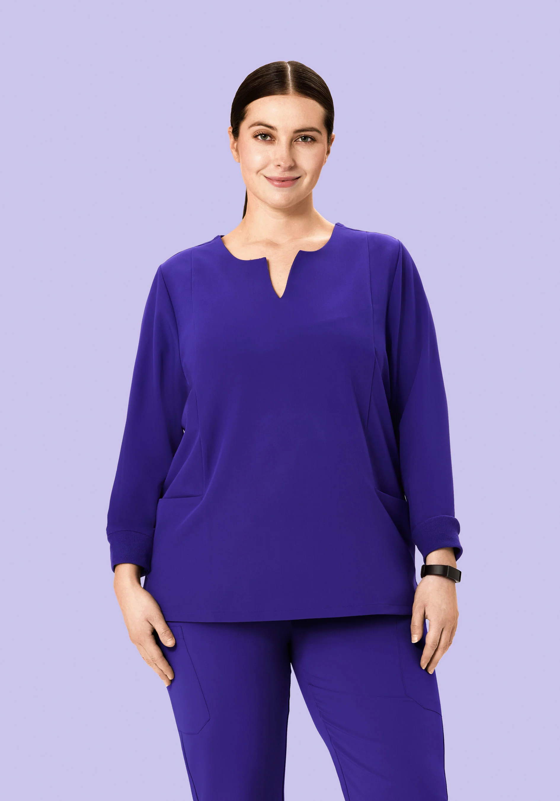 Long Sleeve Notch Neck Top True Grape - Image 5