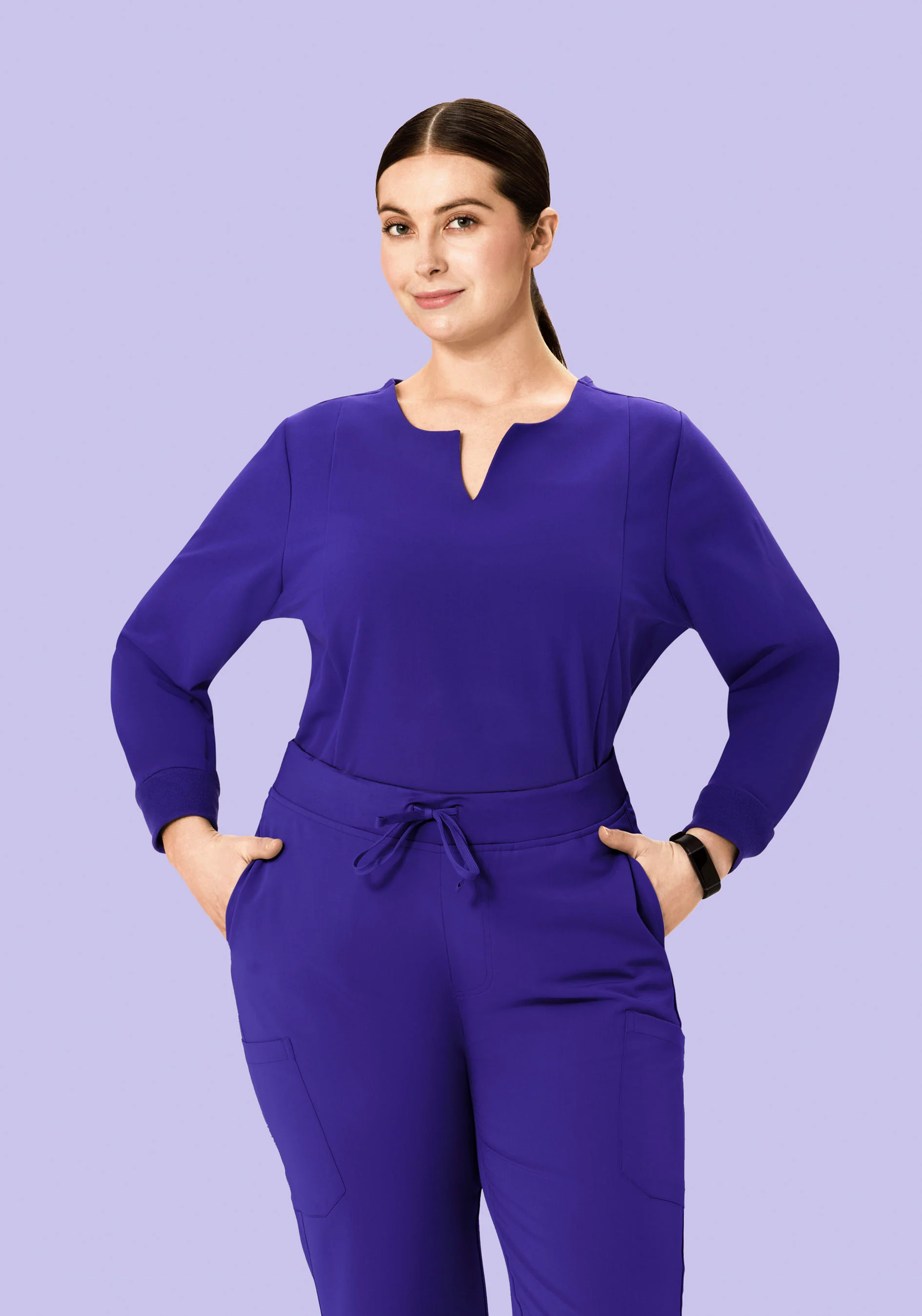 Long Sleeve Notch Neck Top True Grape - Image 6