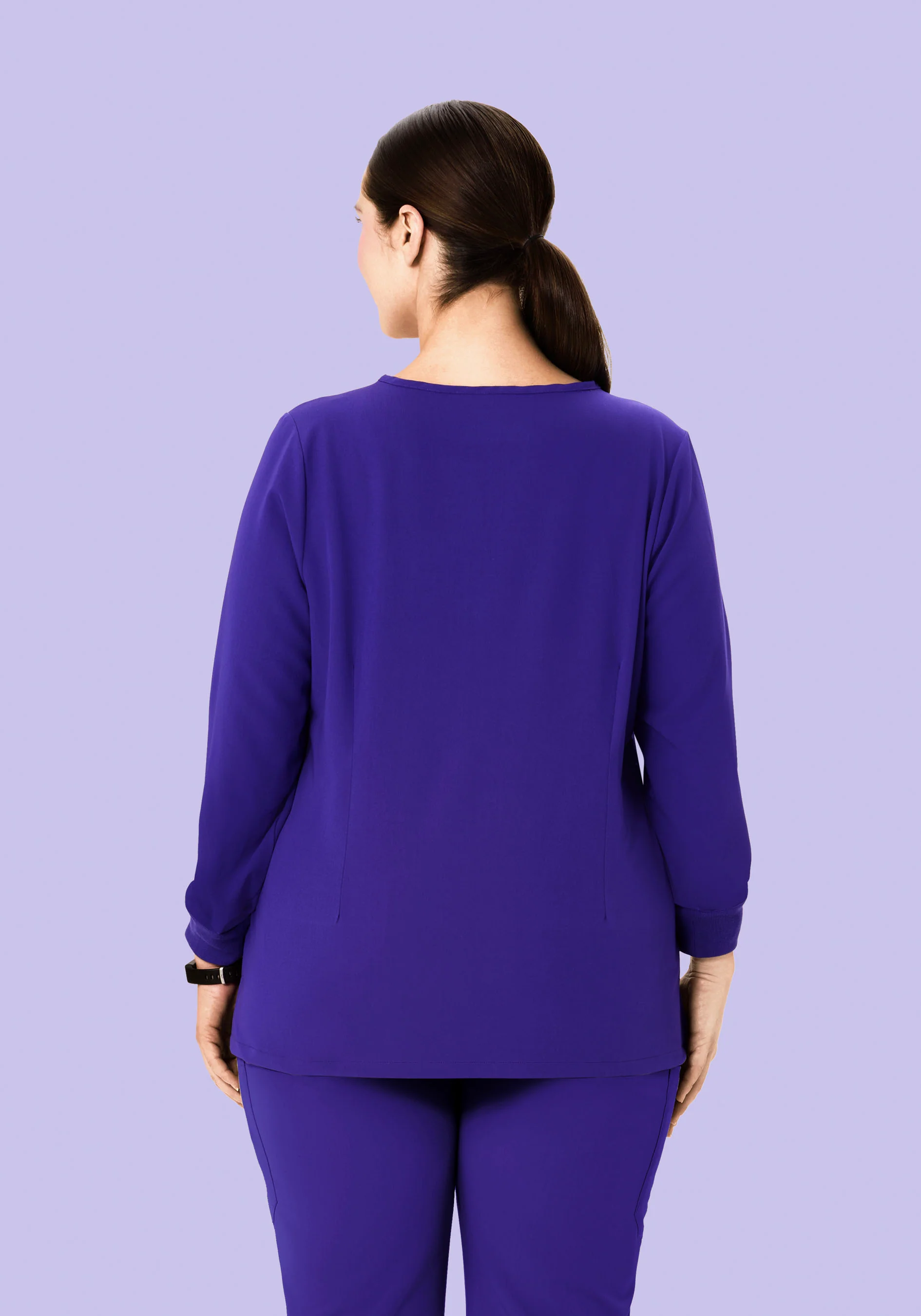 Long Sleeve Notch Neck Top True Grape - Image 8