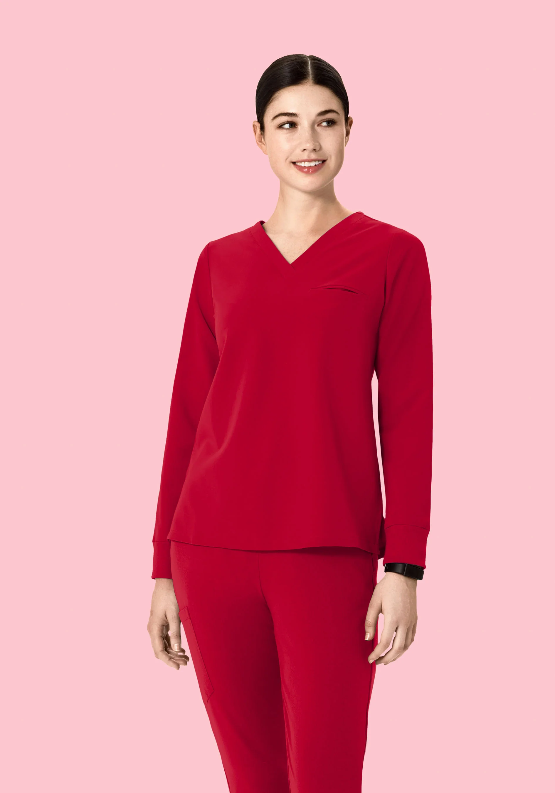 Long Sleeve One Pocket Top Crimson - Image 6