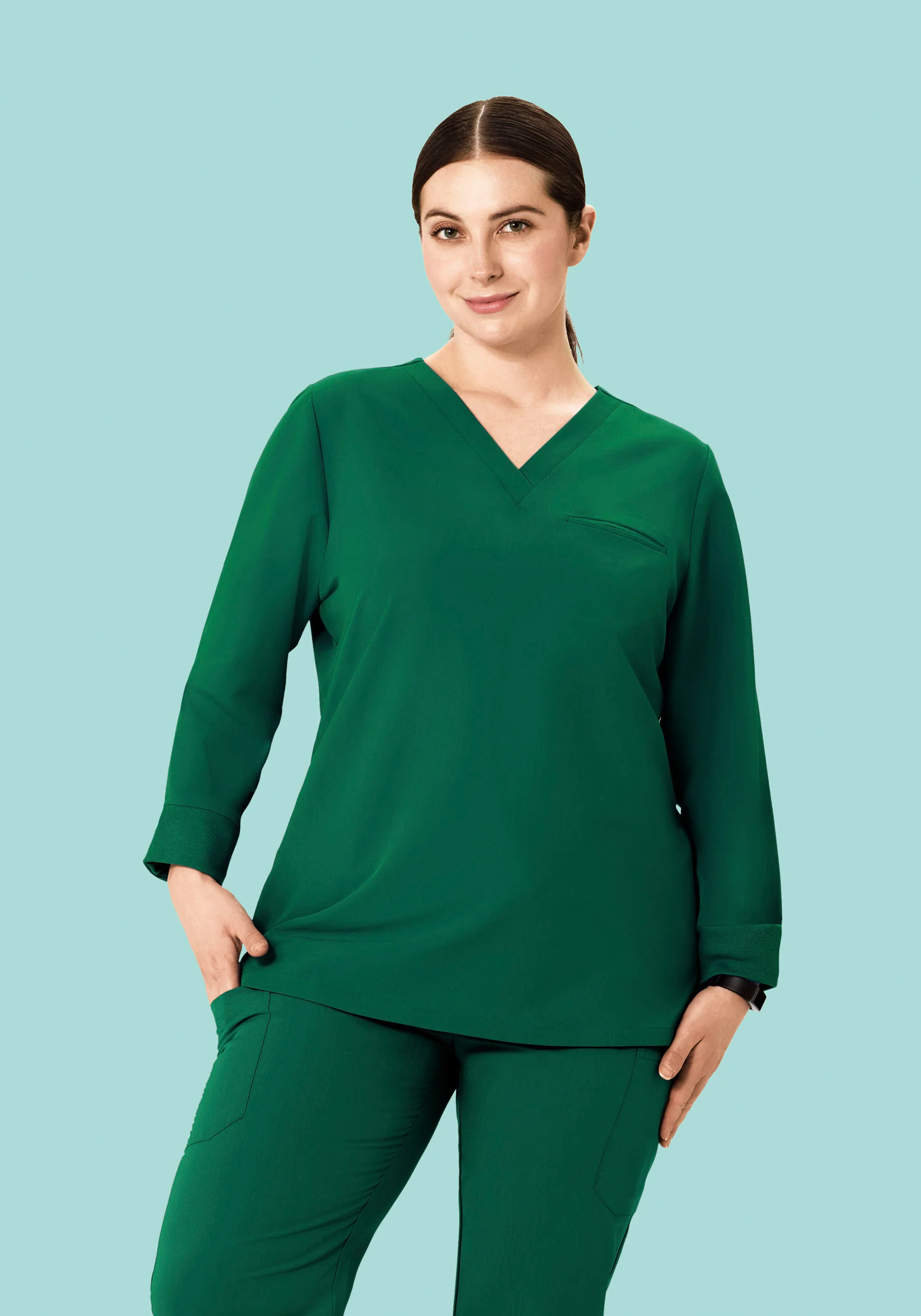Long Sleeve One Pocket Top Hunter Green - Image 5