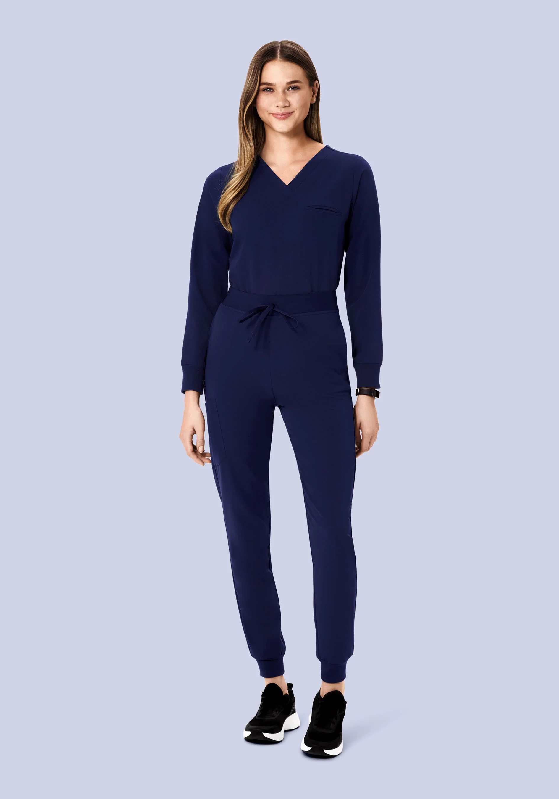 Long Sleeve One Pocket Top Navy - Image 3