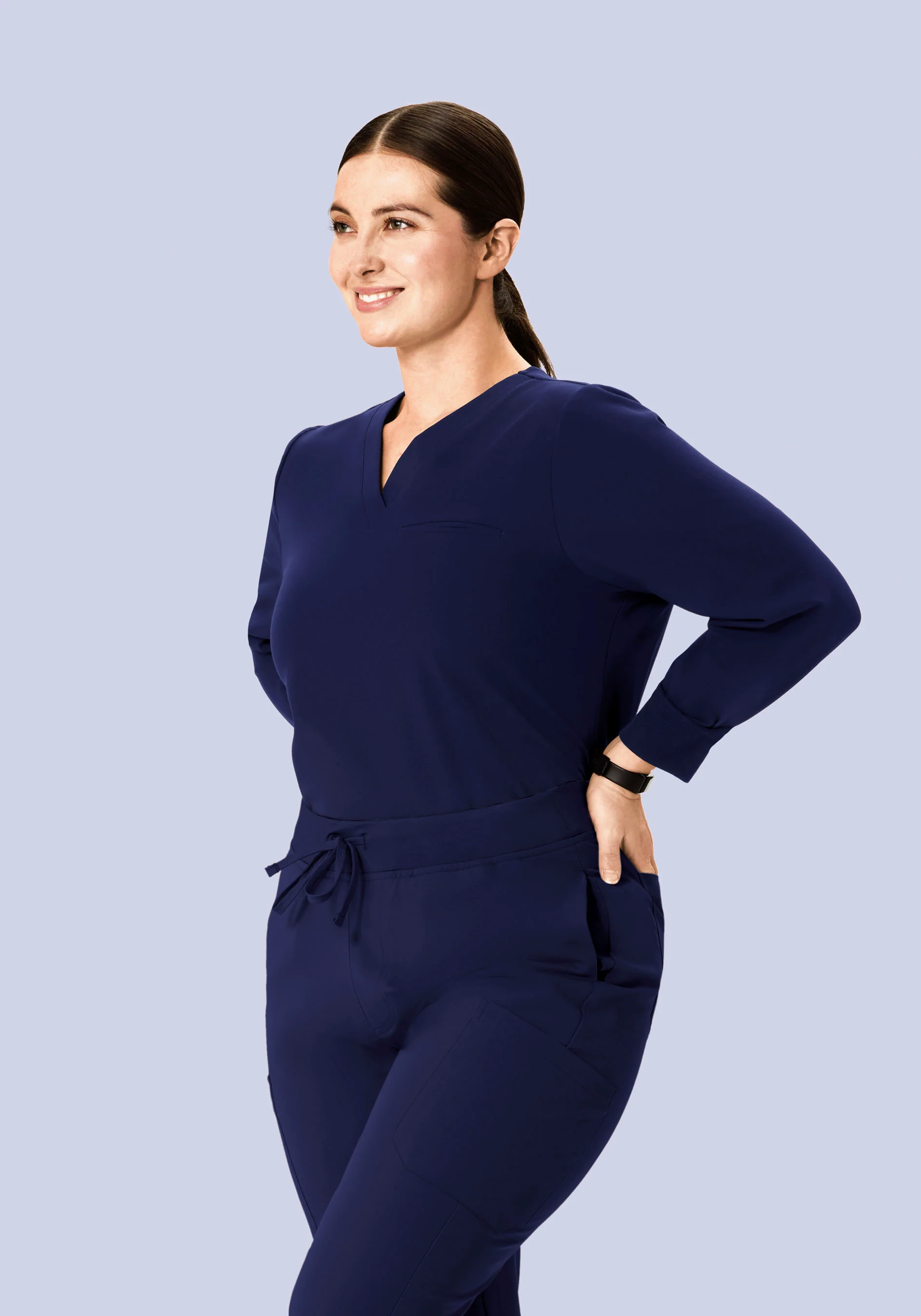 Long Sleeve One Pocket Top Navy - Image 6