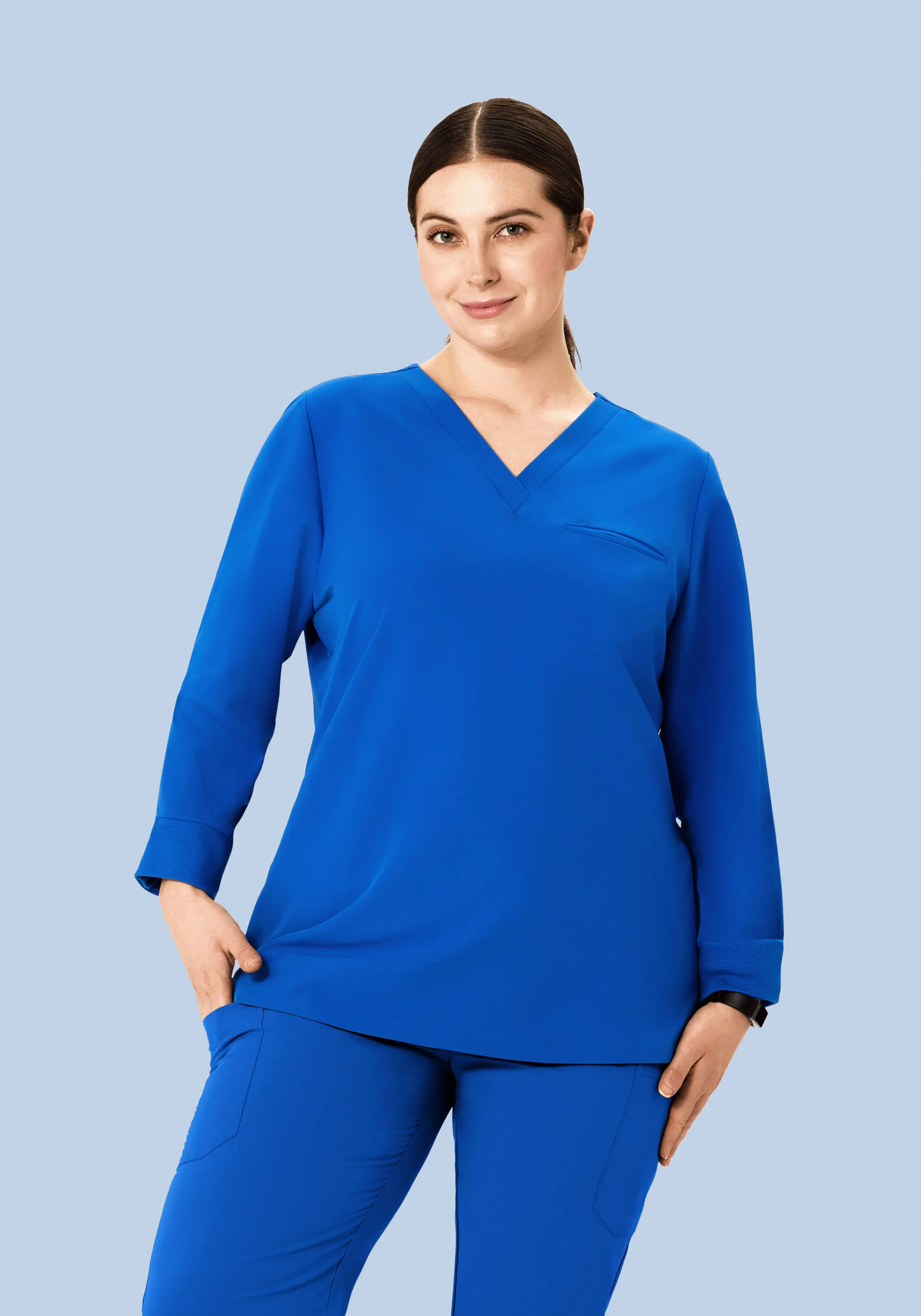 Long Sleeve One Pocket Top Royal Blue - Image 5