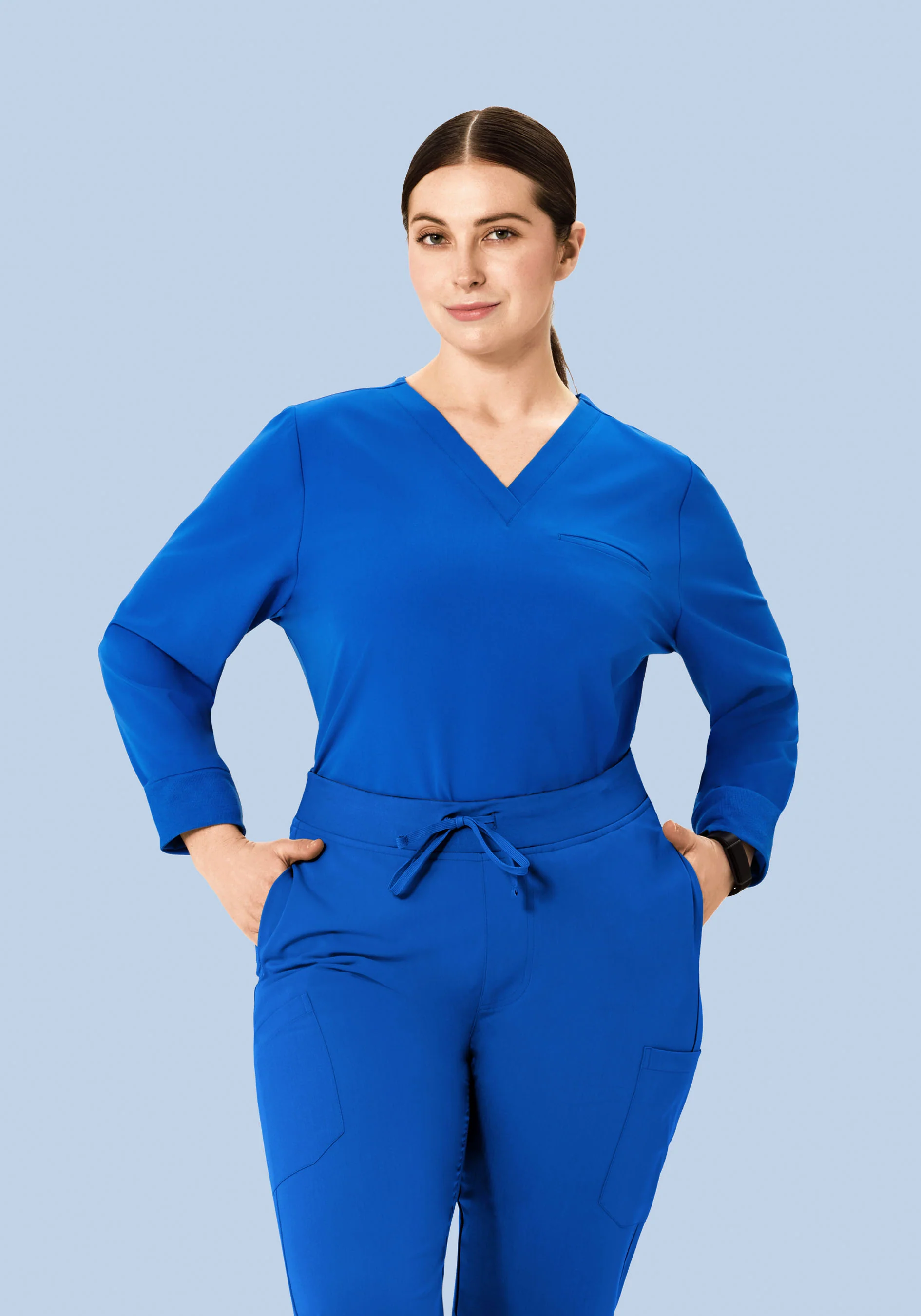 Long Sleeve One Pocket Top Royal Blue - Image 6