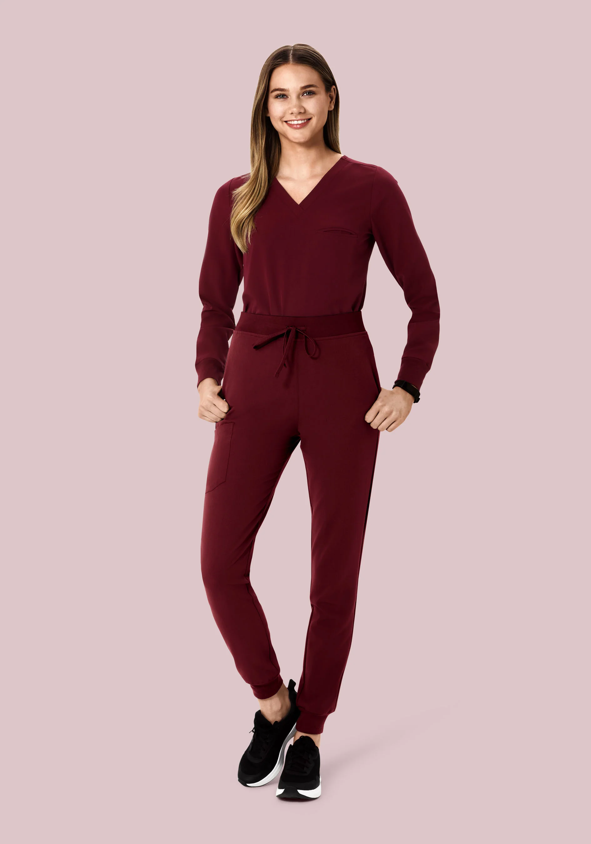Long Sleeve One Pocket Top Wine - Image 3