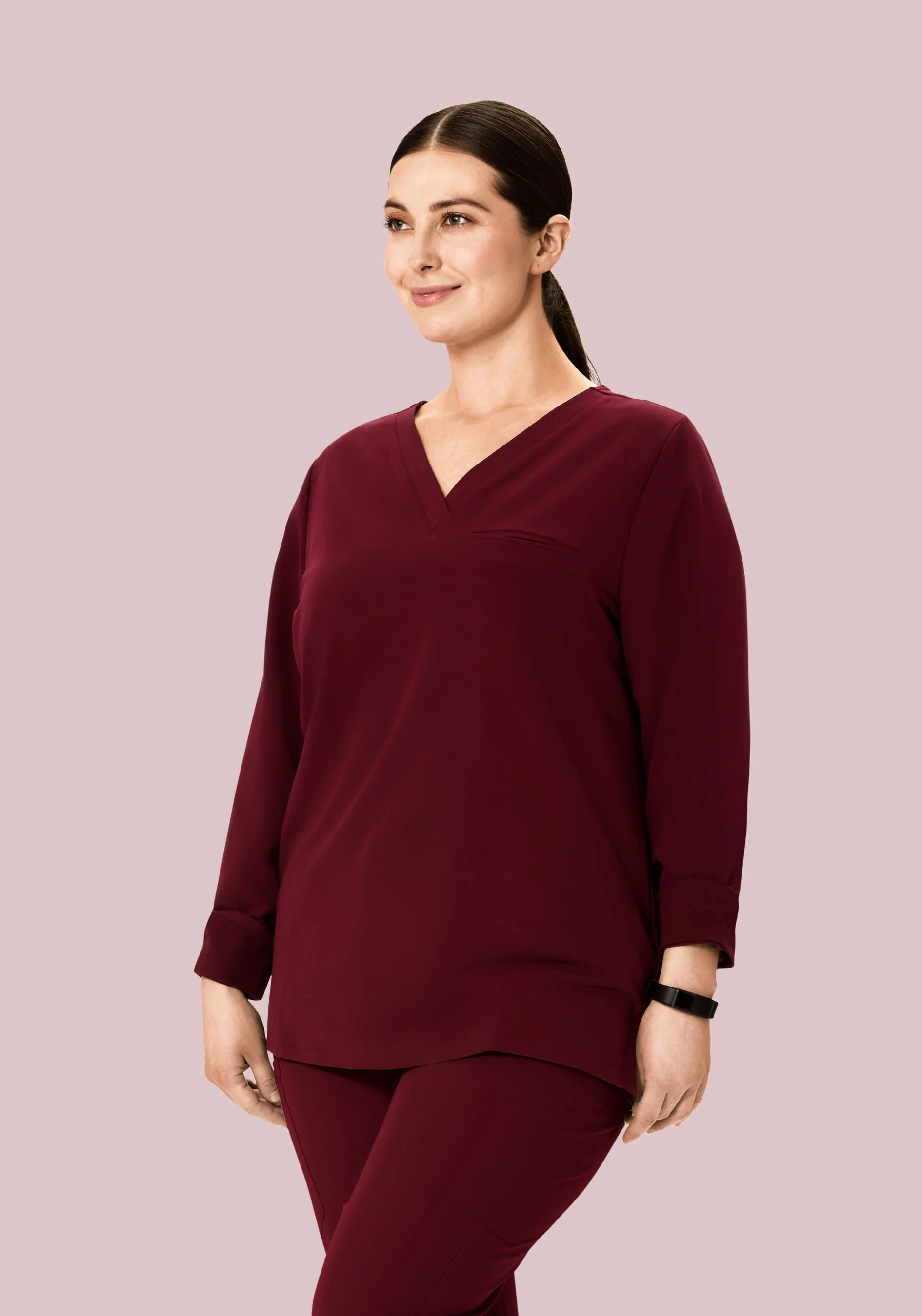 Long Sleeve One Pocket Top Wine - Image 5