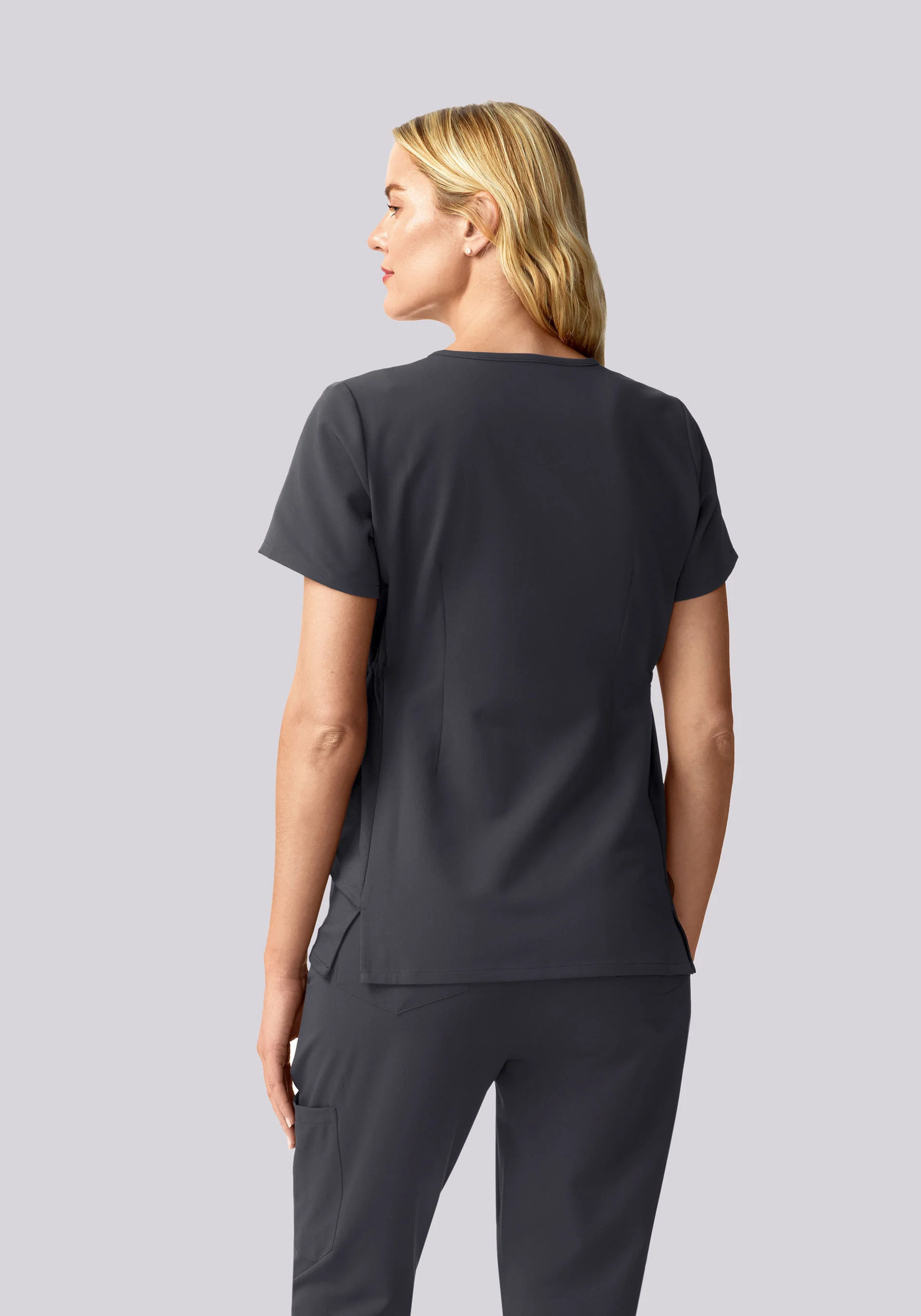 Maternity Side-Stretch V-Neck Top Pewter - Image 5