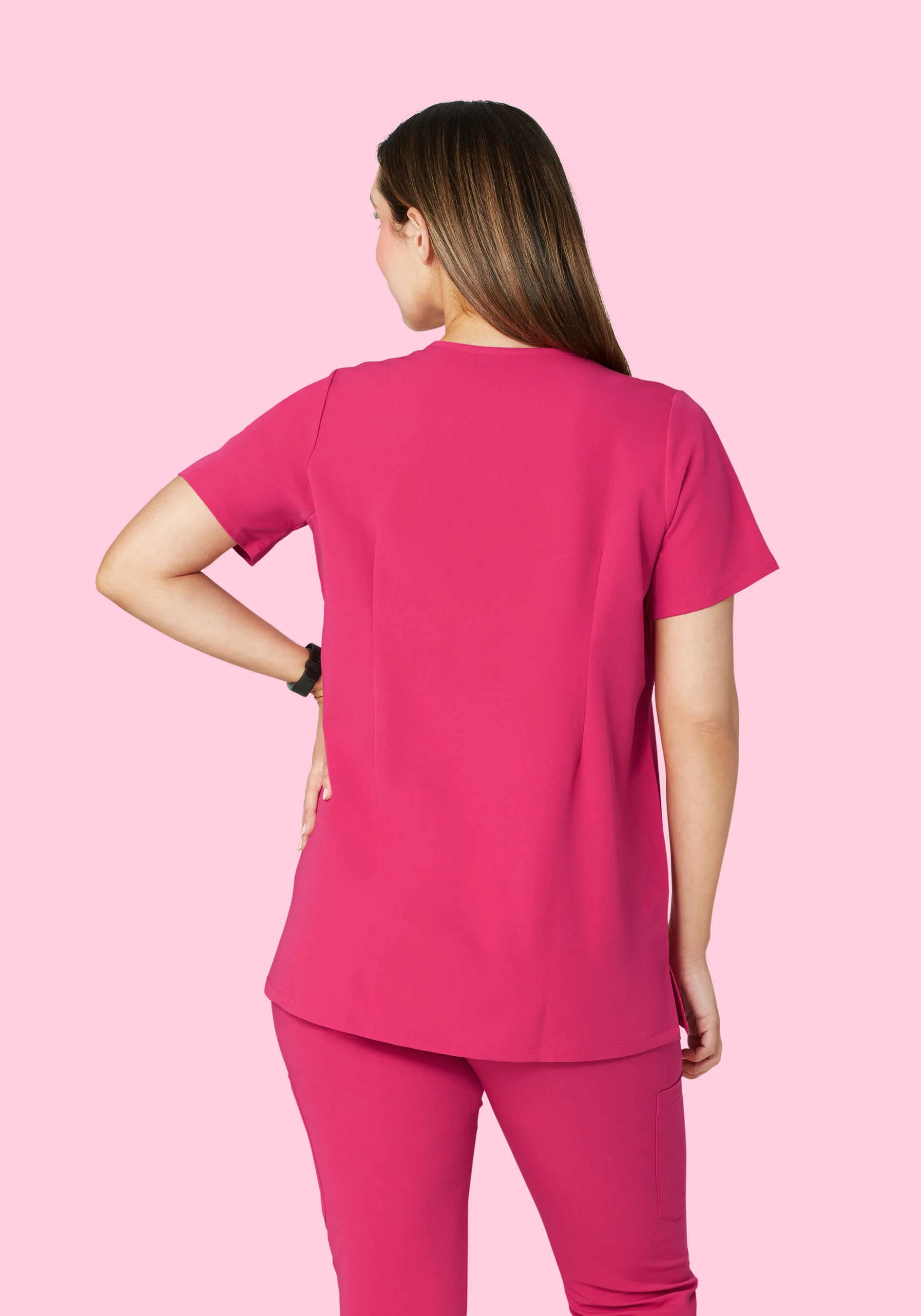 Maternity One Pocket Top Hot Pink - Image 3