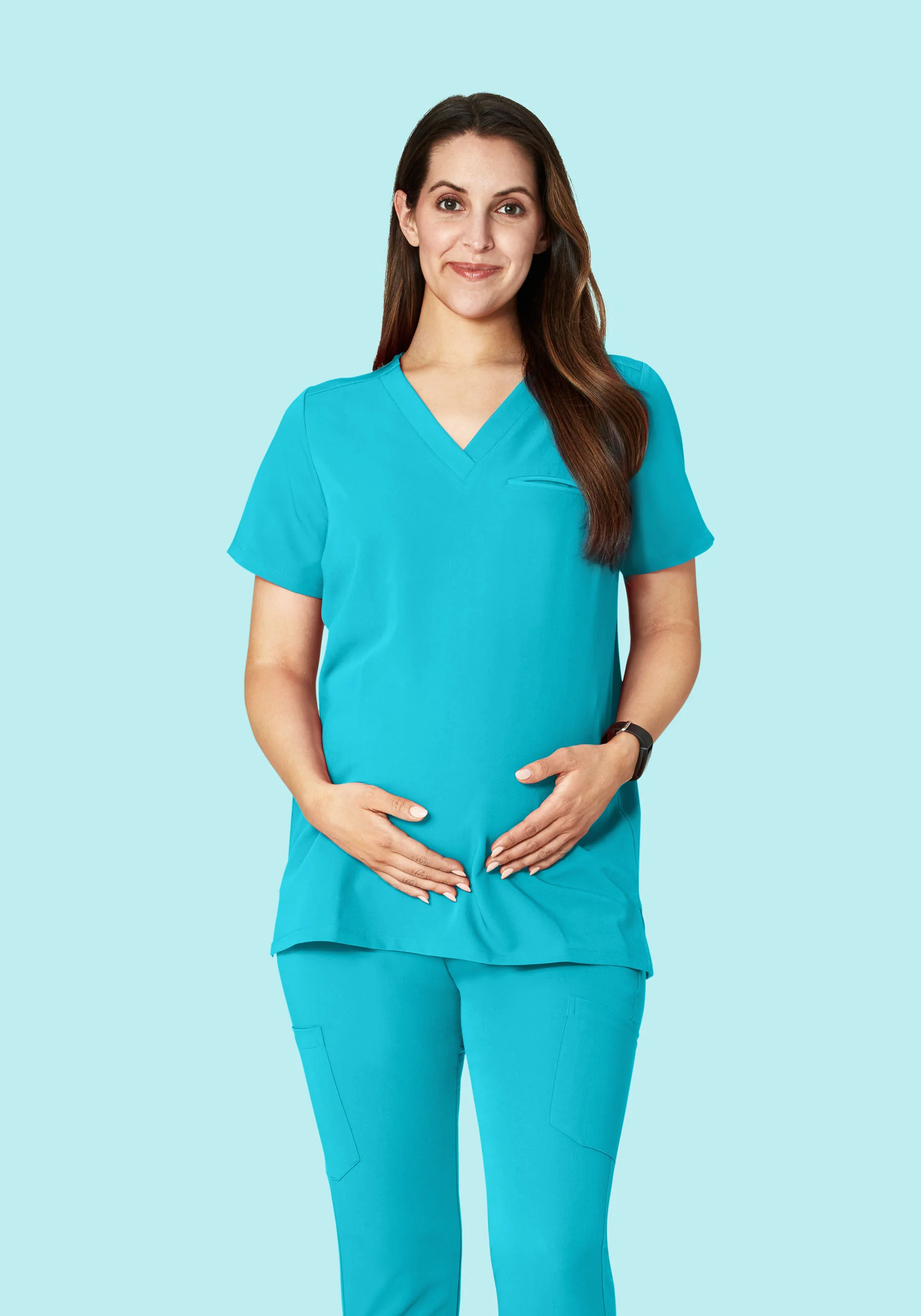 Maternity One Pocket Top Teal - Image 3
