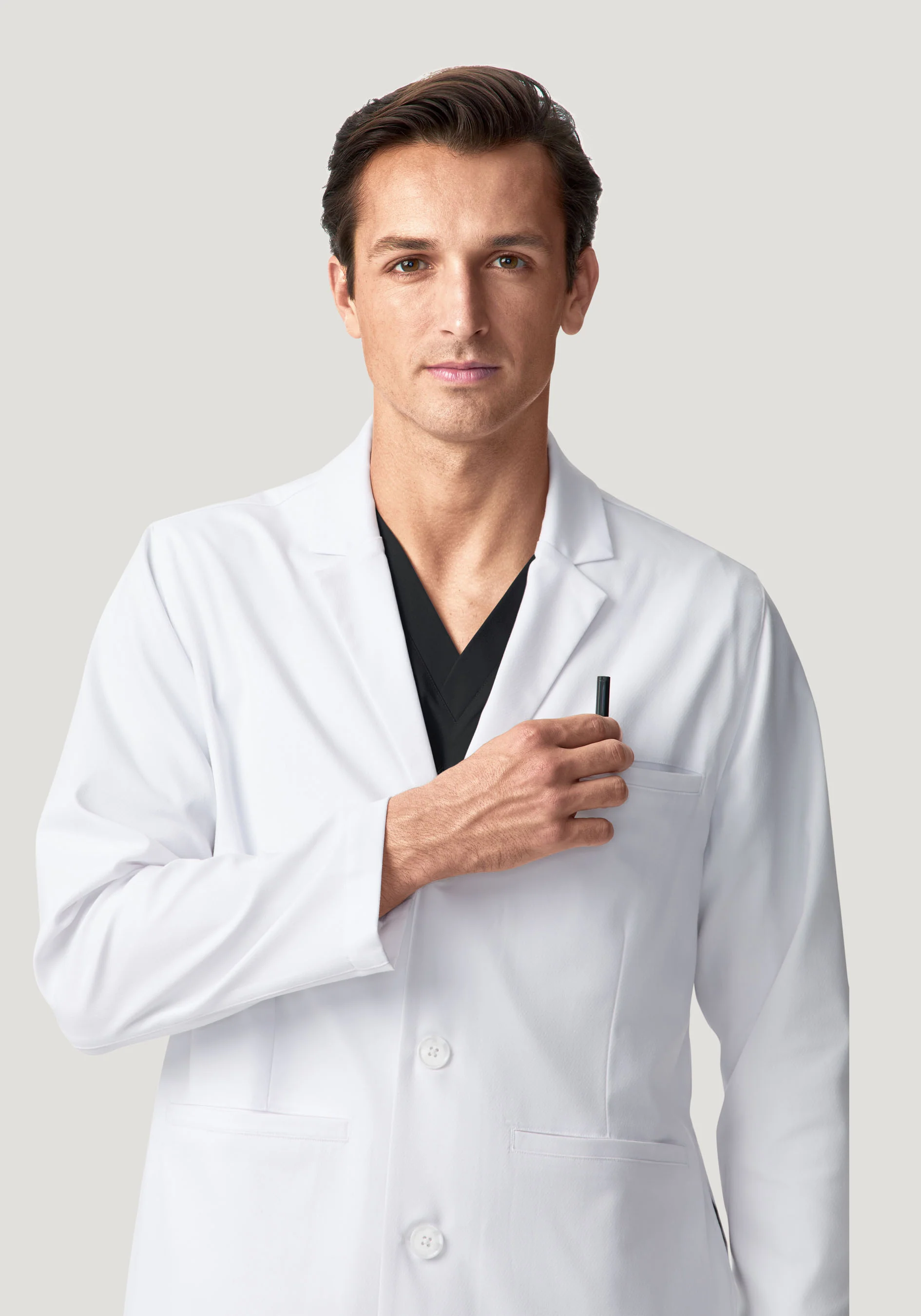 Men's Long Lab Coat White - Image 4