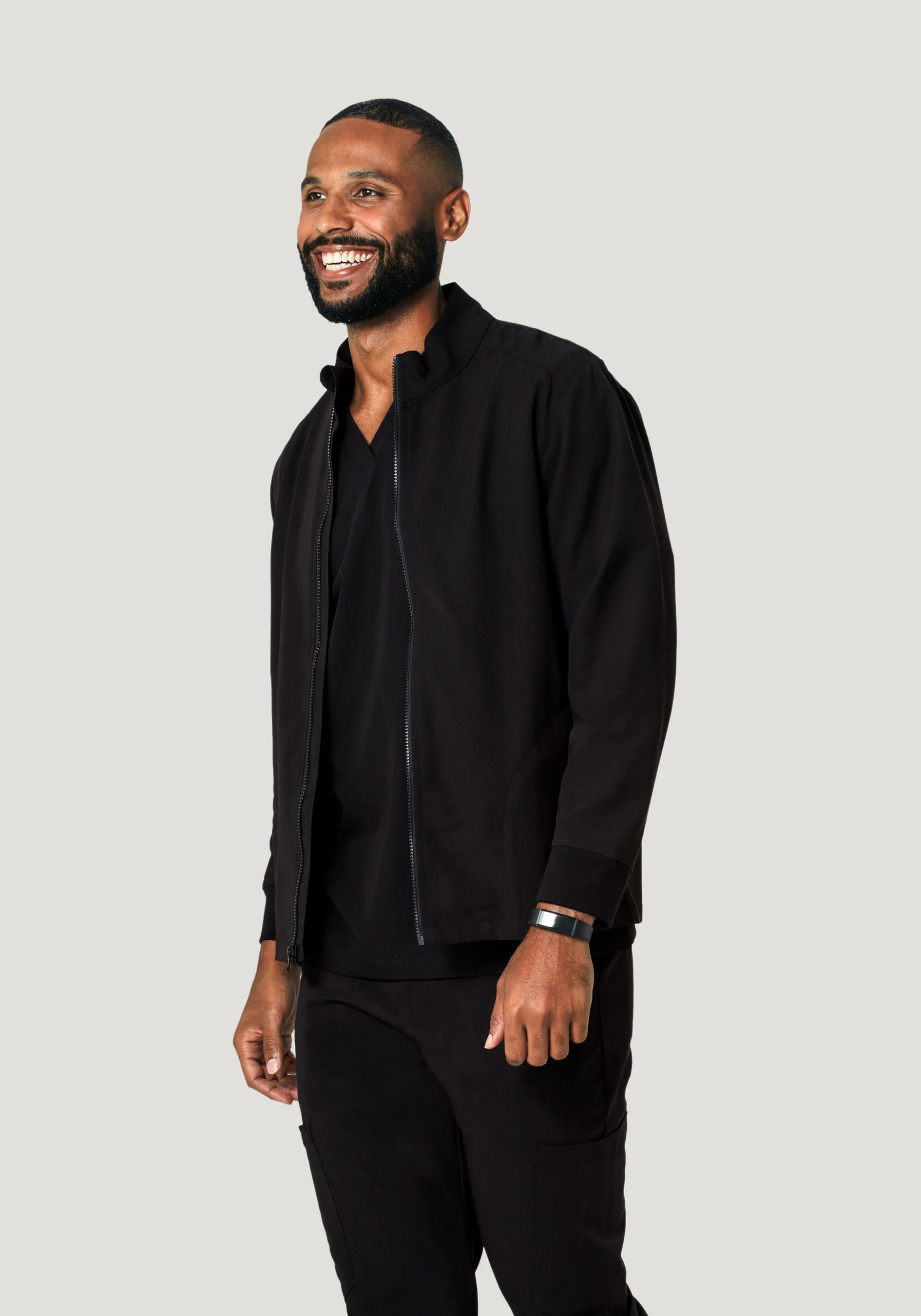 Men's Modern Scrub Jacket Black - Image 3