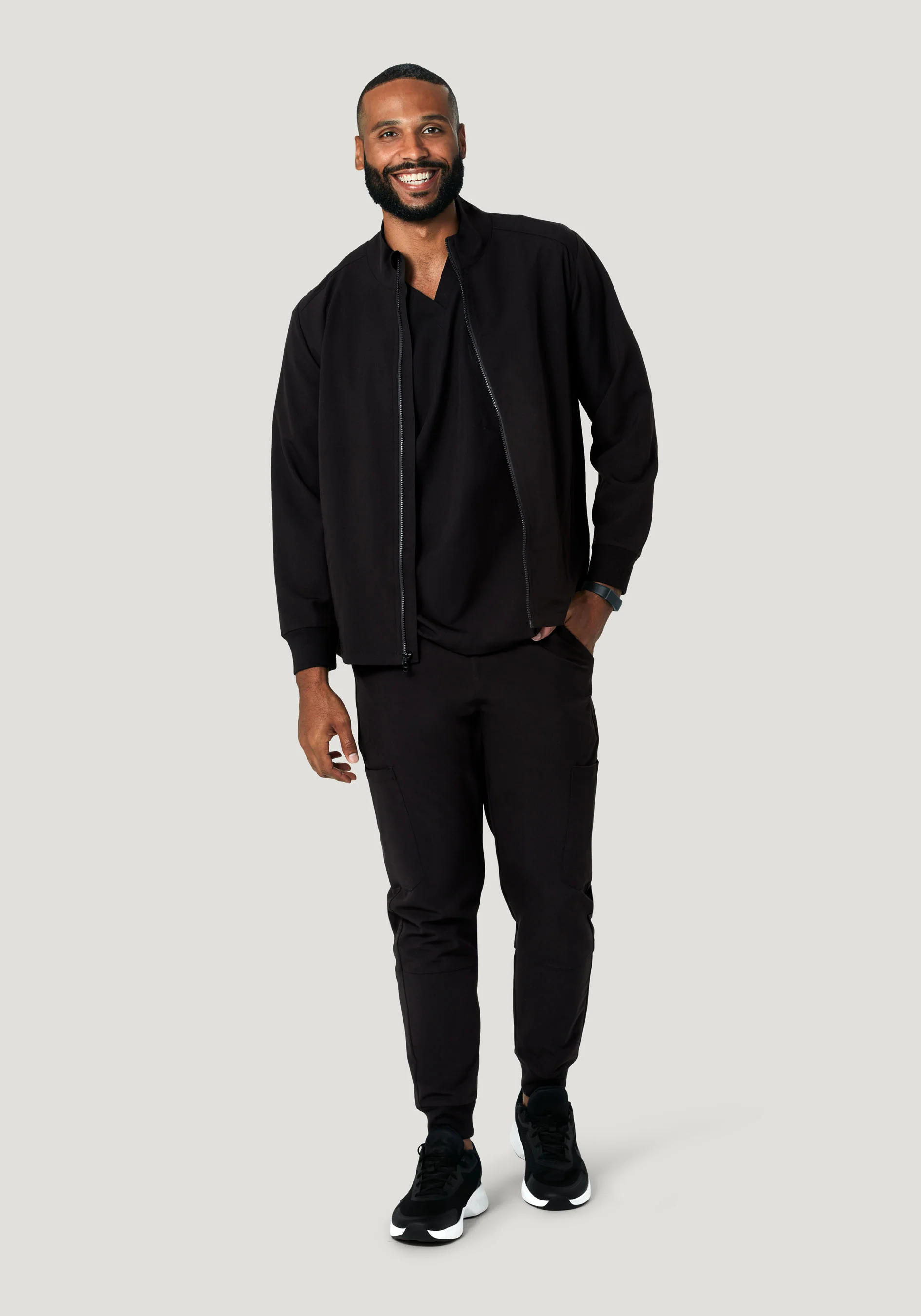 Men's Modern Scrub Jacket Black - Image 4