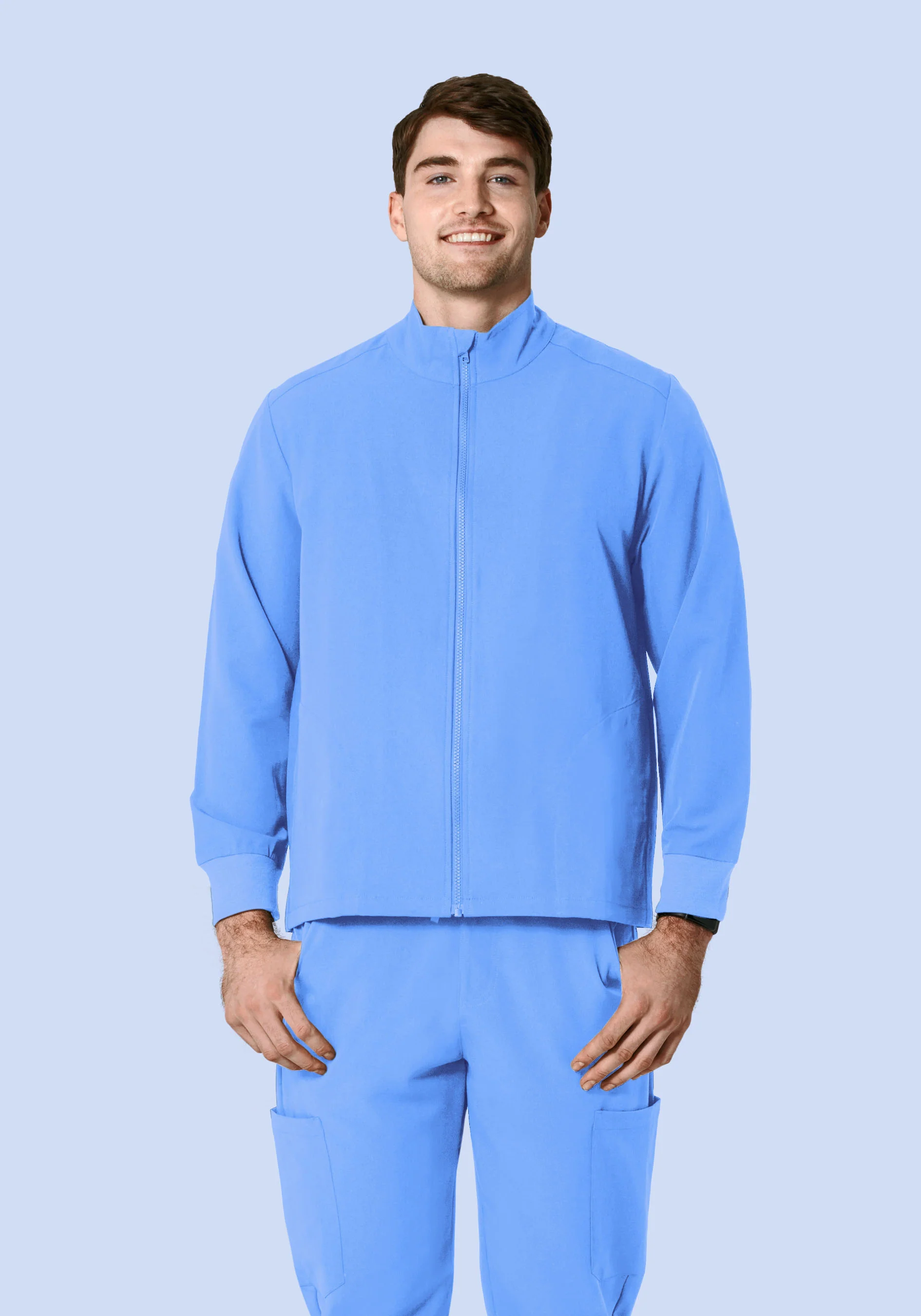 Men's Modern Scrub Jacket Ceil Blue - Image 3