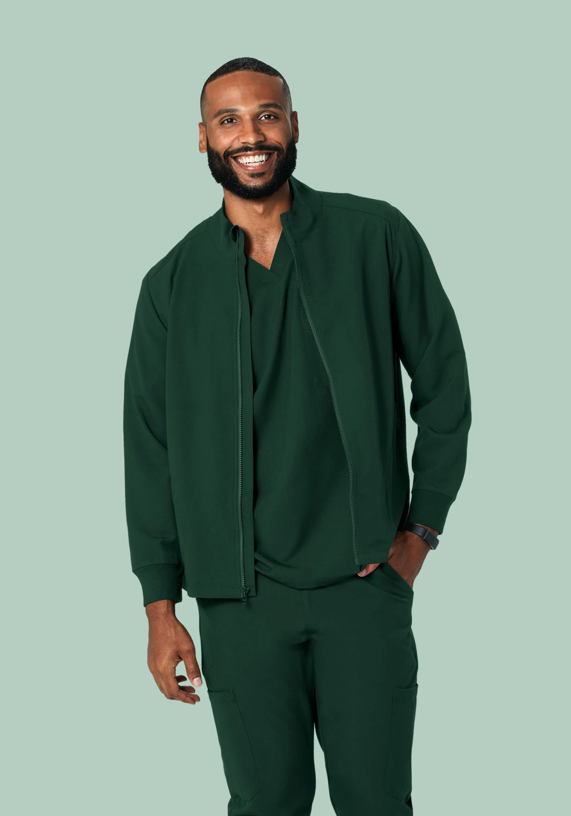 Men's Modern Scrub Jacket Midnight Green - Image 4