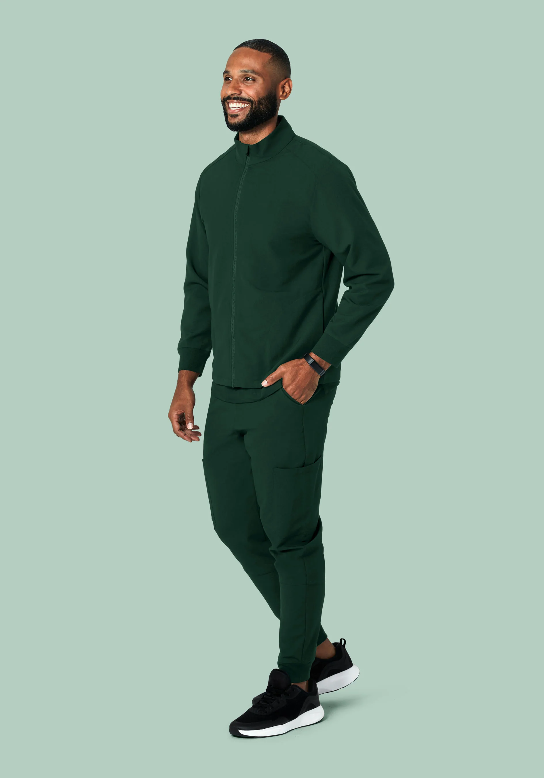 Men's Modern Scrub Jacket Midnight Green - Image 5