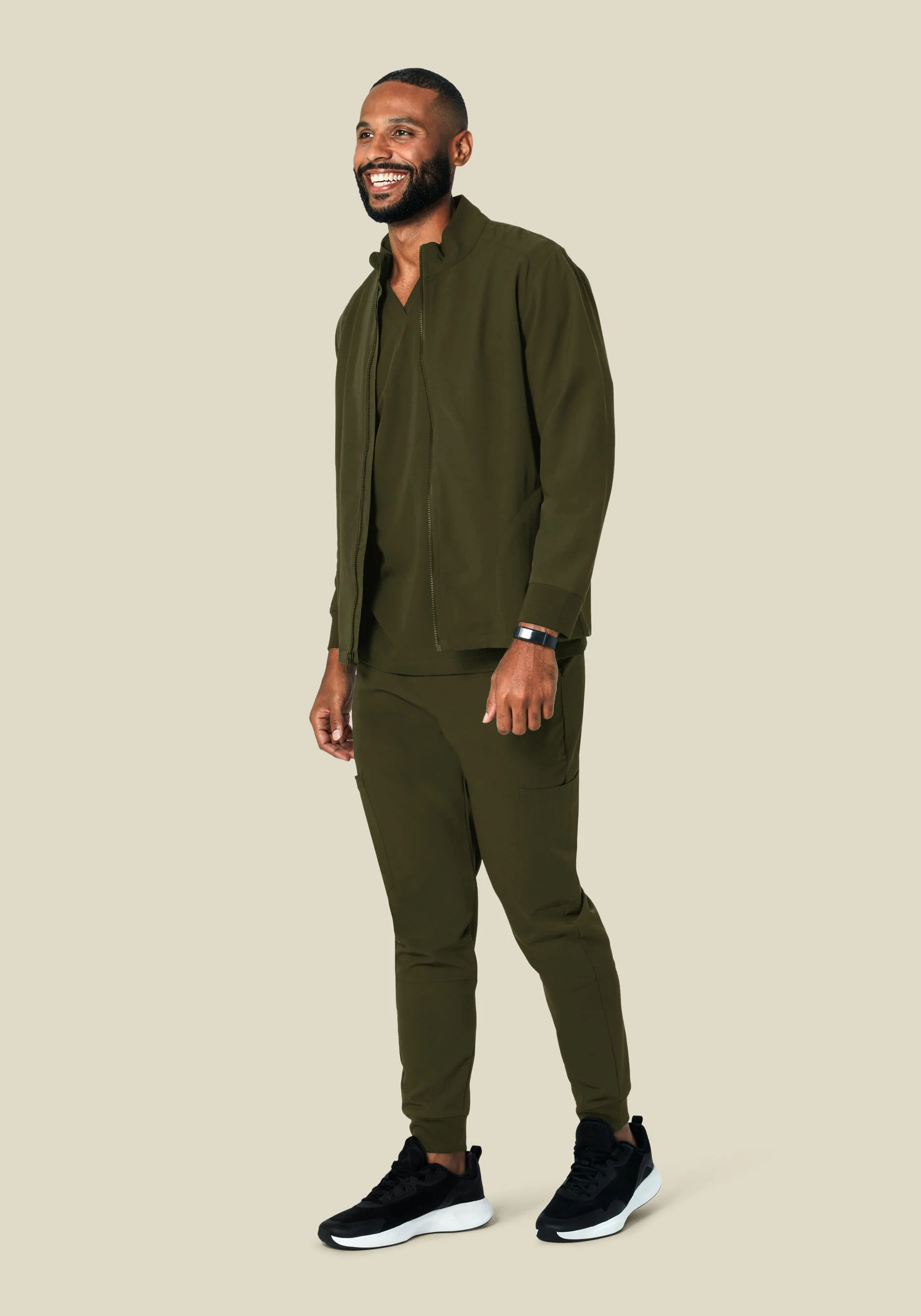 Men's Modern Scrub Jacket Olive - Image 5