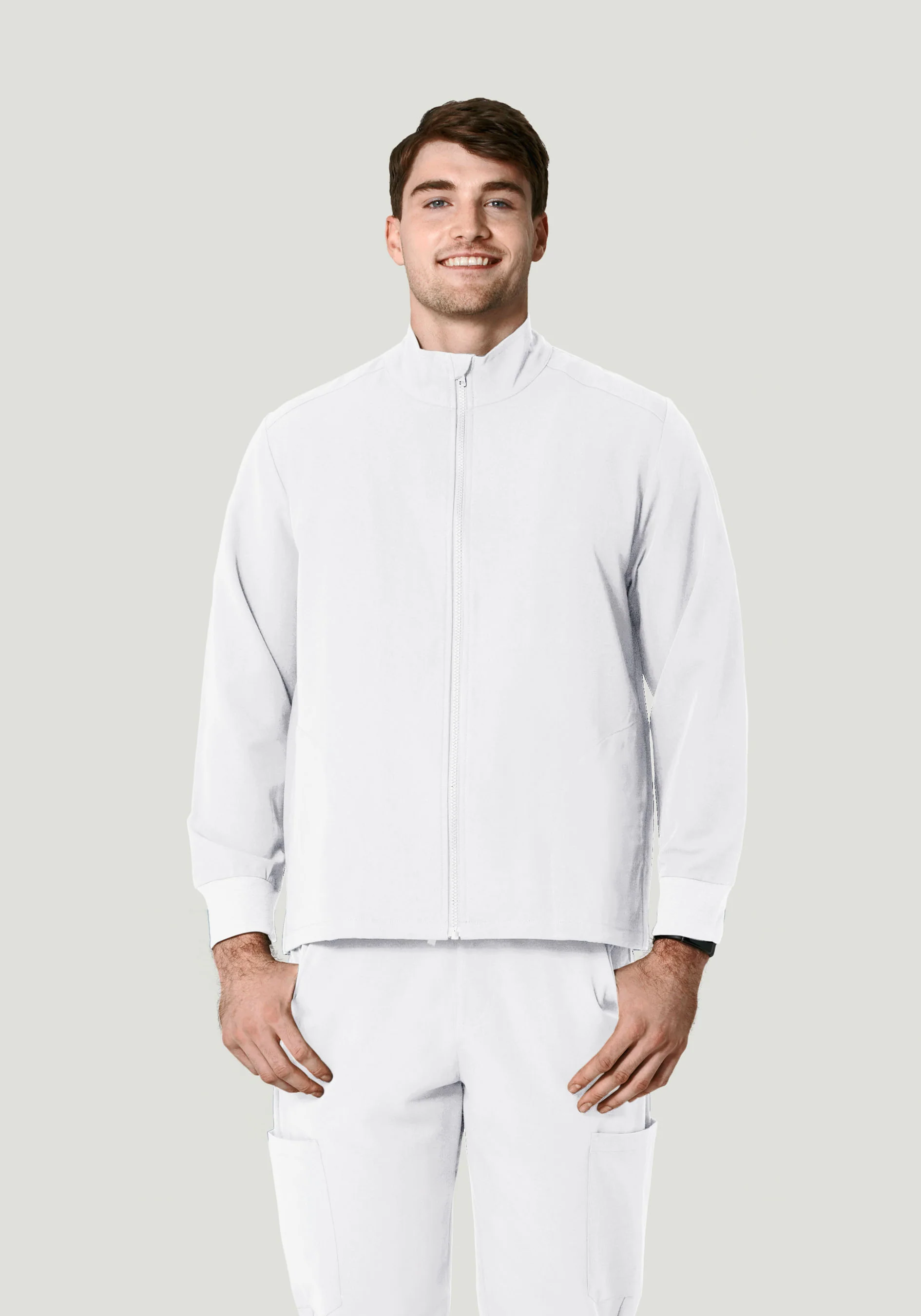 Men's Modern Scrub Jacket White - Image 3