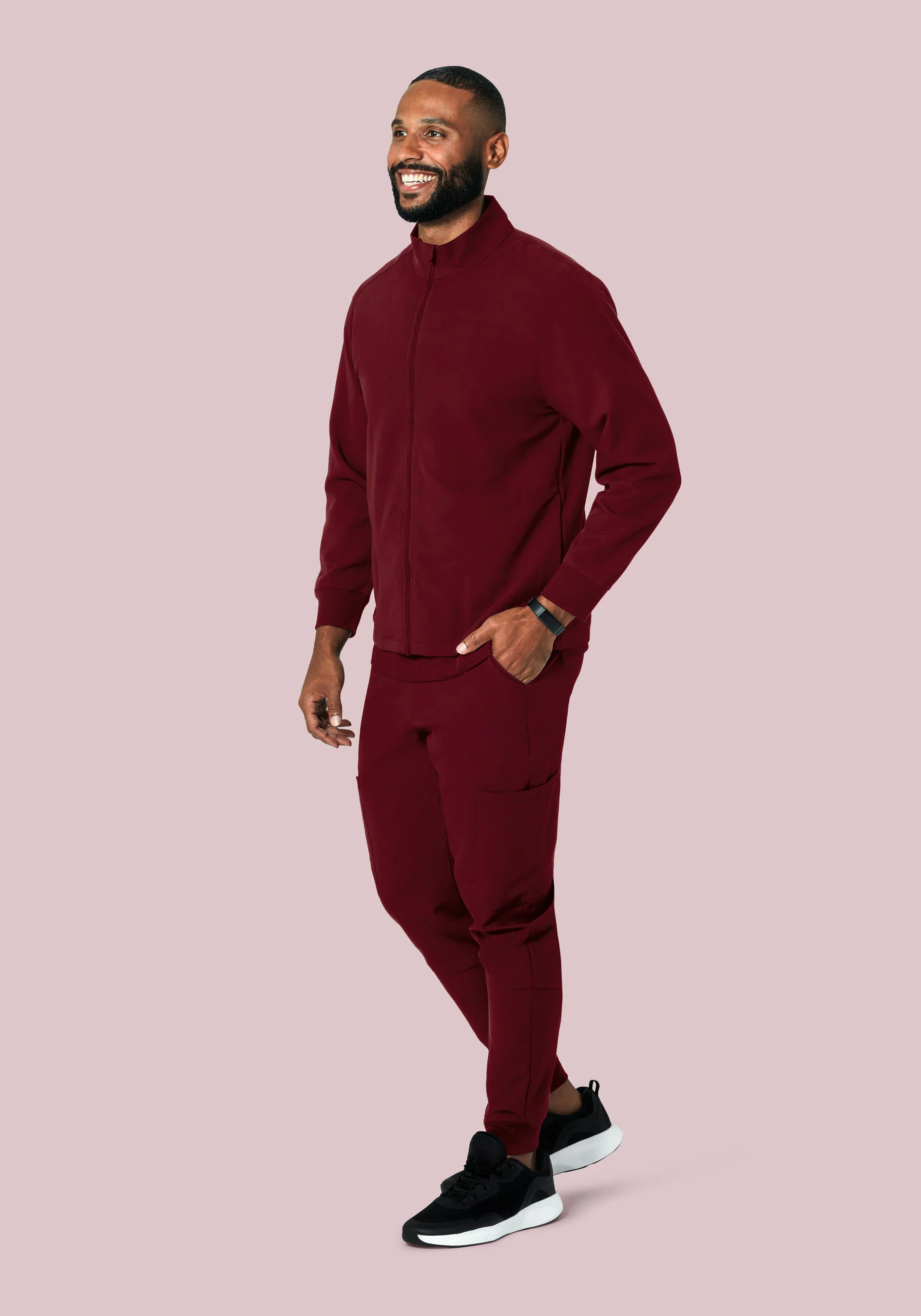 Men's Modern Scrub Jacket Wine - Image 4