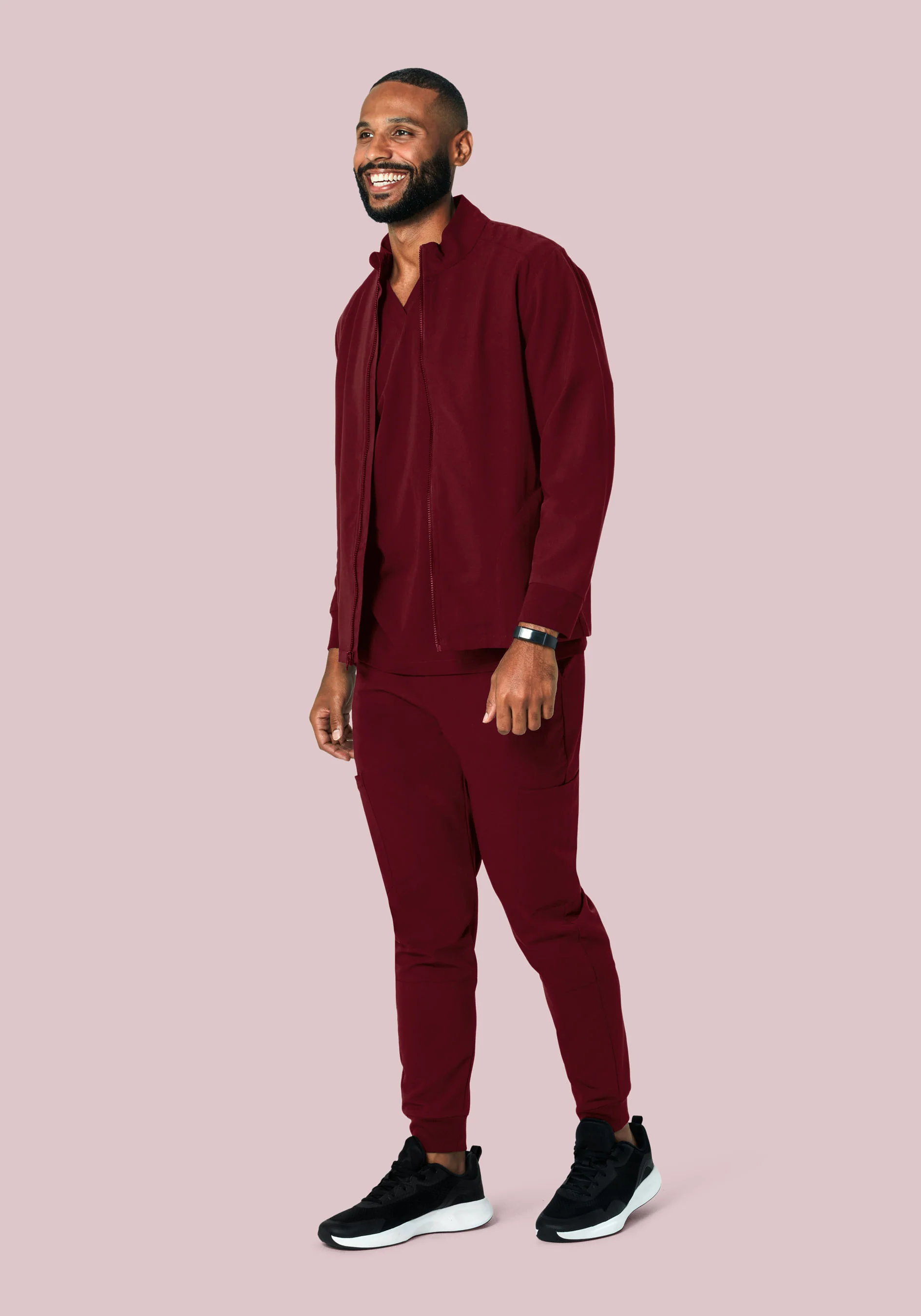 Men's Modern Scrub Jacket Wine - Image 5