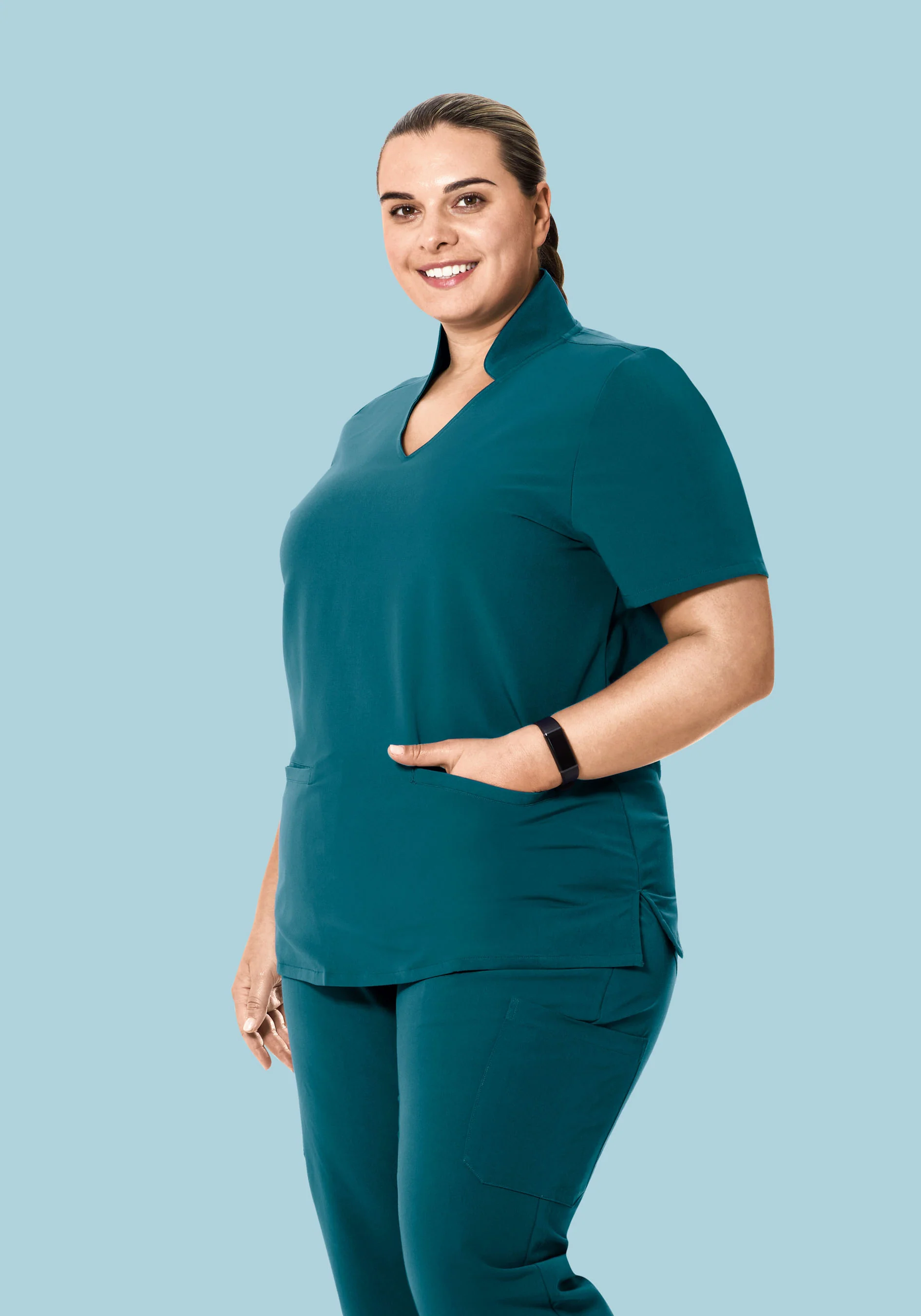 Multi Wear Collar Top Caribbean Blue - Image 5