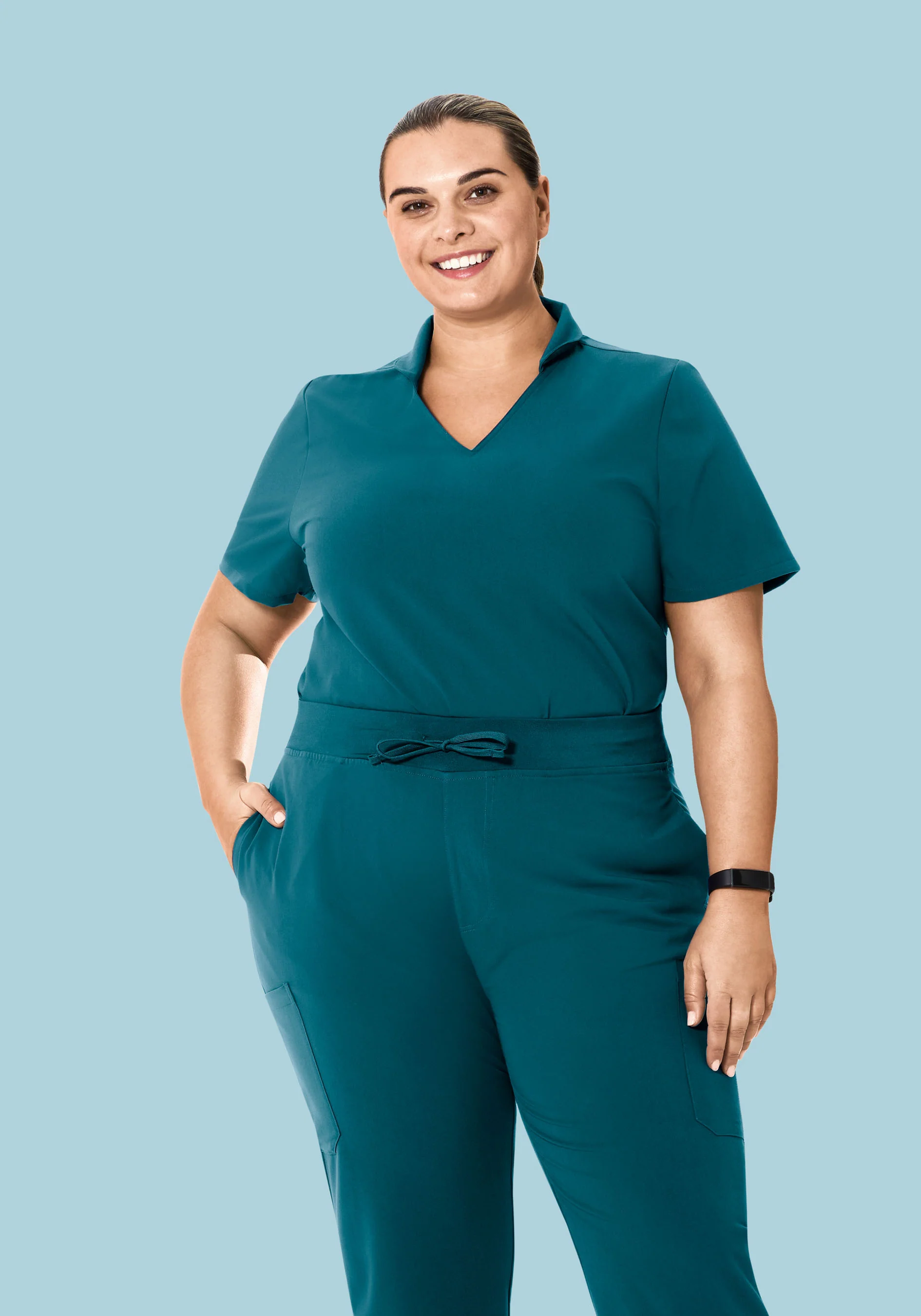 Multi Wear Collar Top Caribbean Blue - Image 6