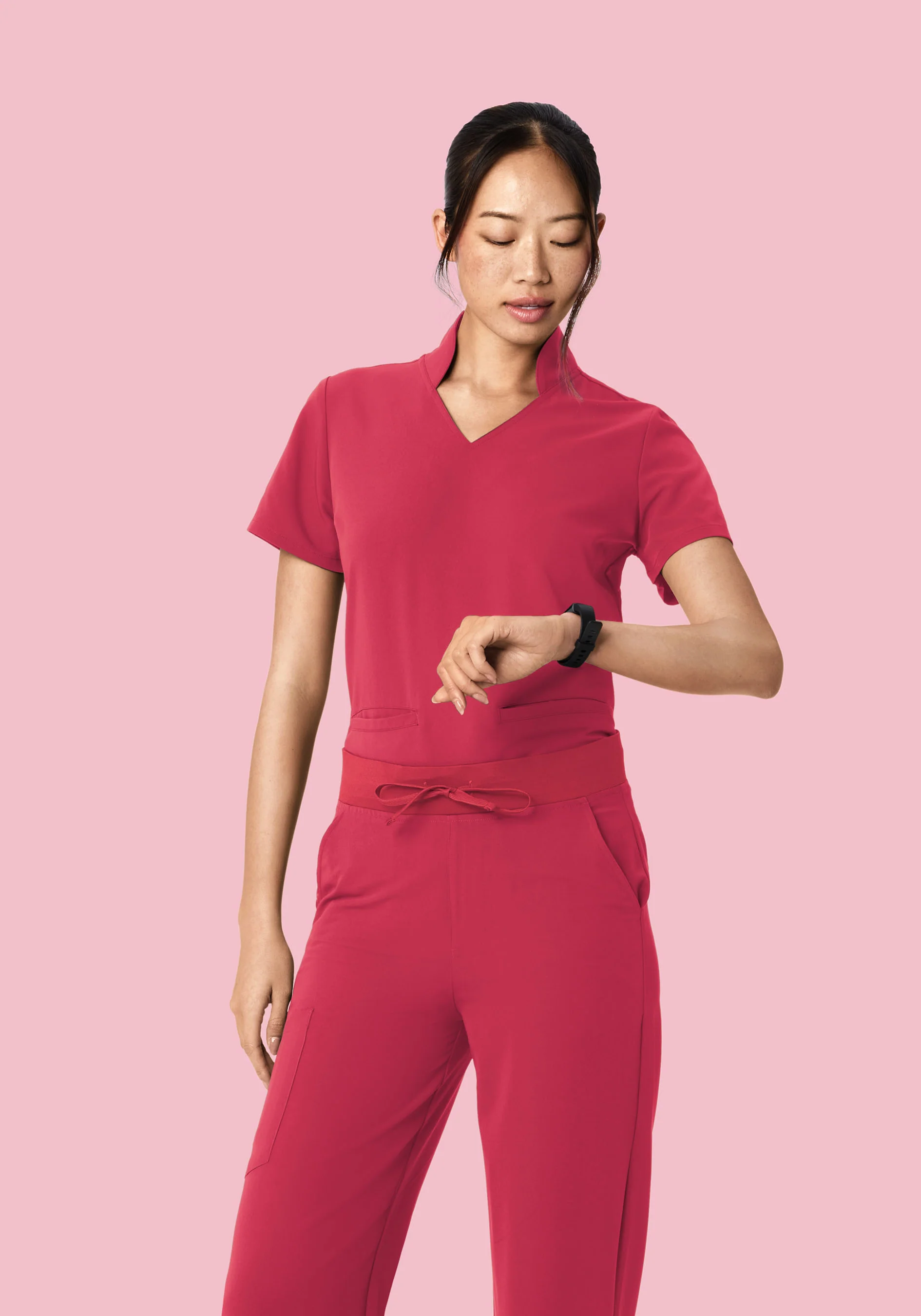 Multi Wear Collar Top Deep Rose - Image 2