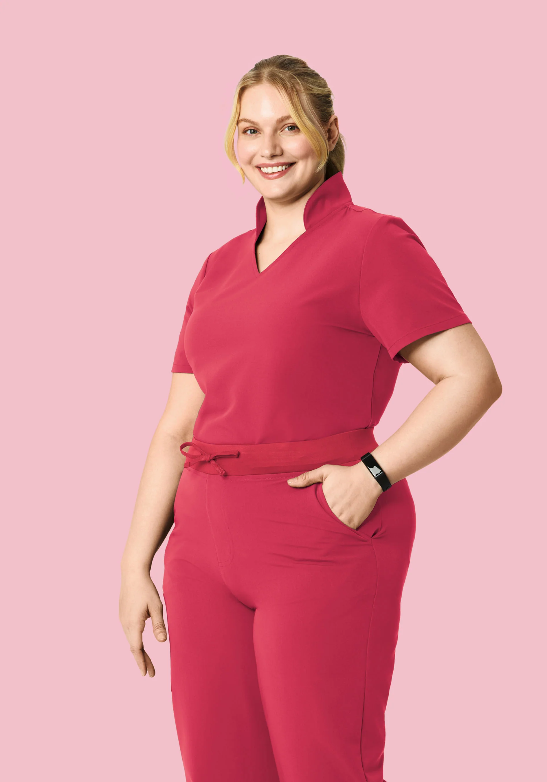 Multi Wear Collar Top Deep Rose - Image 3
