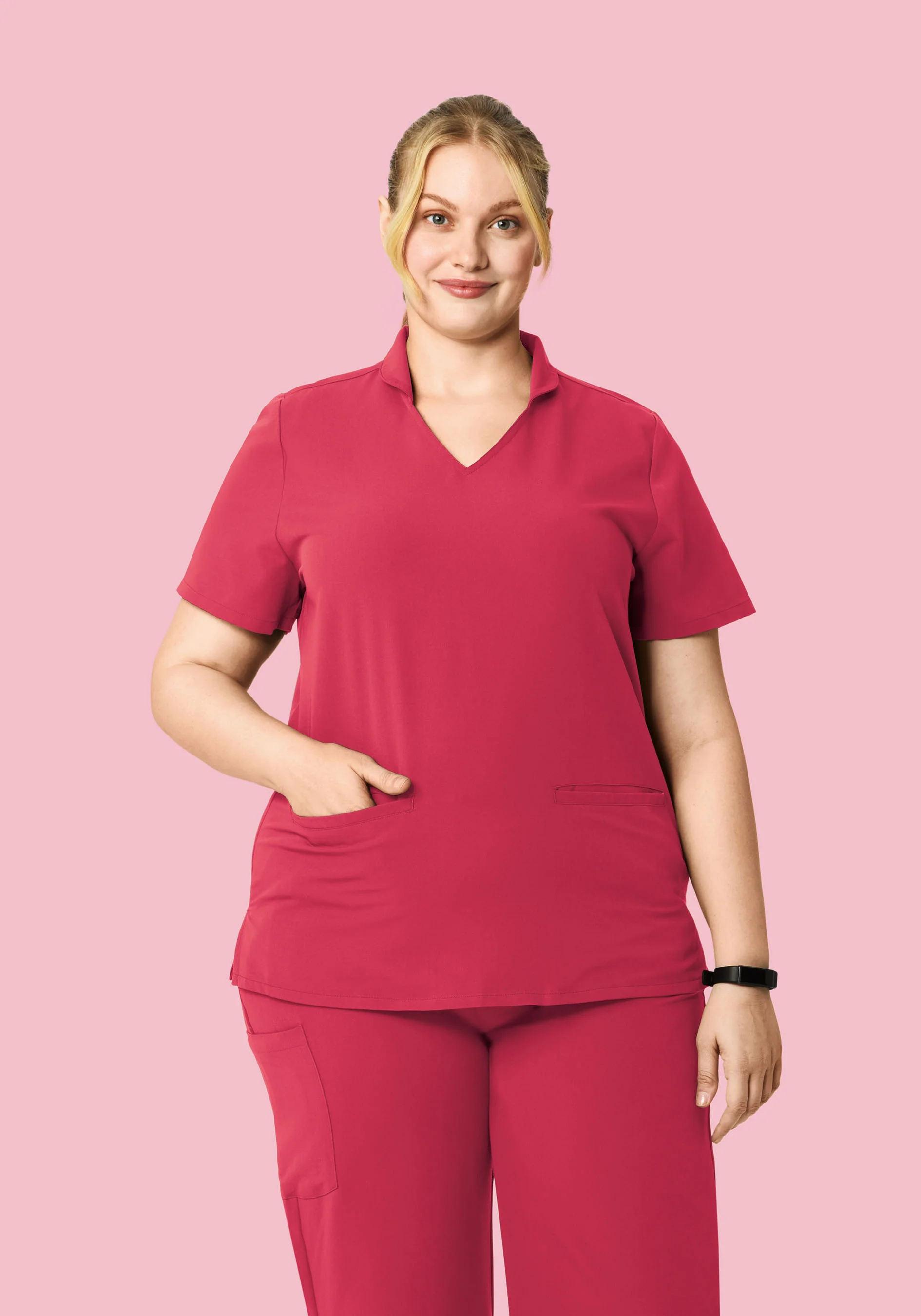 Multi Wear Collar Top Deep Rose - Image 4