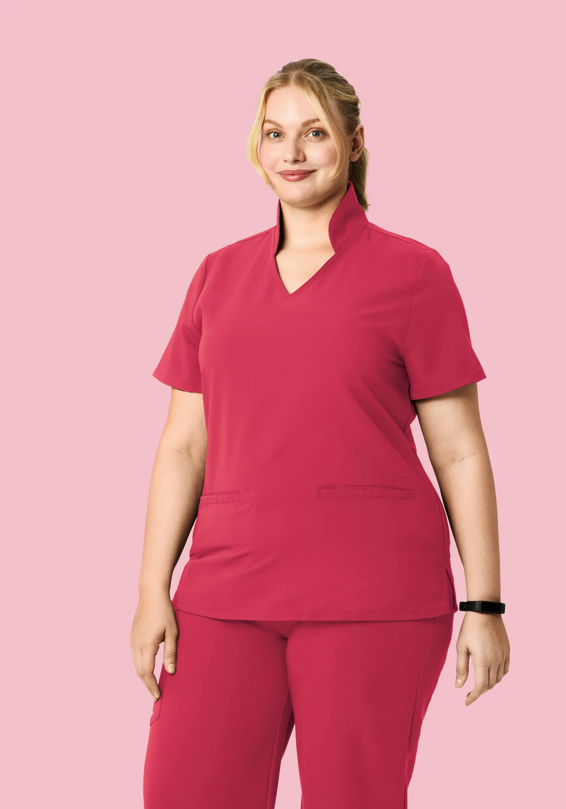 Multi Wear Collar Top Deep Rose - Image 5