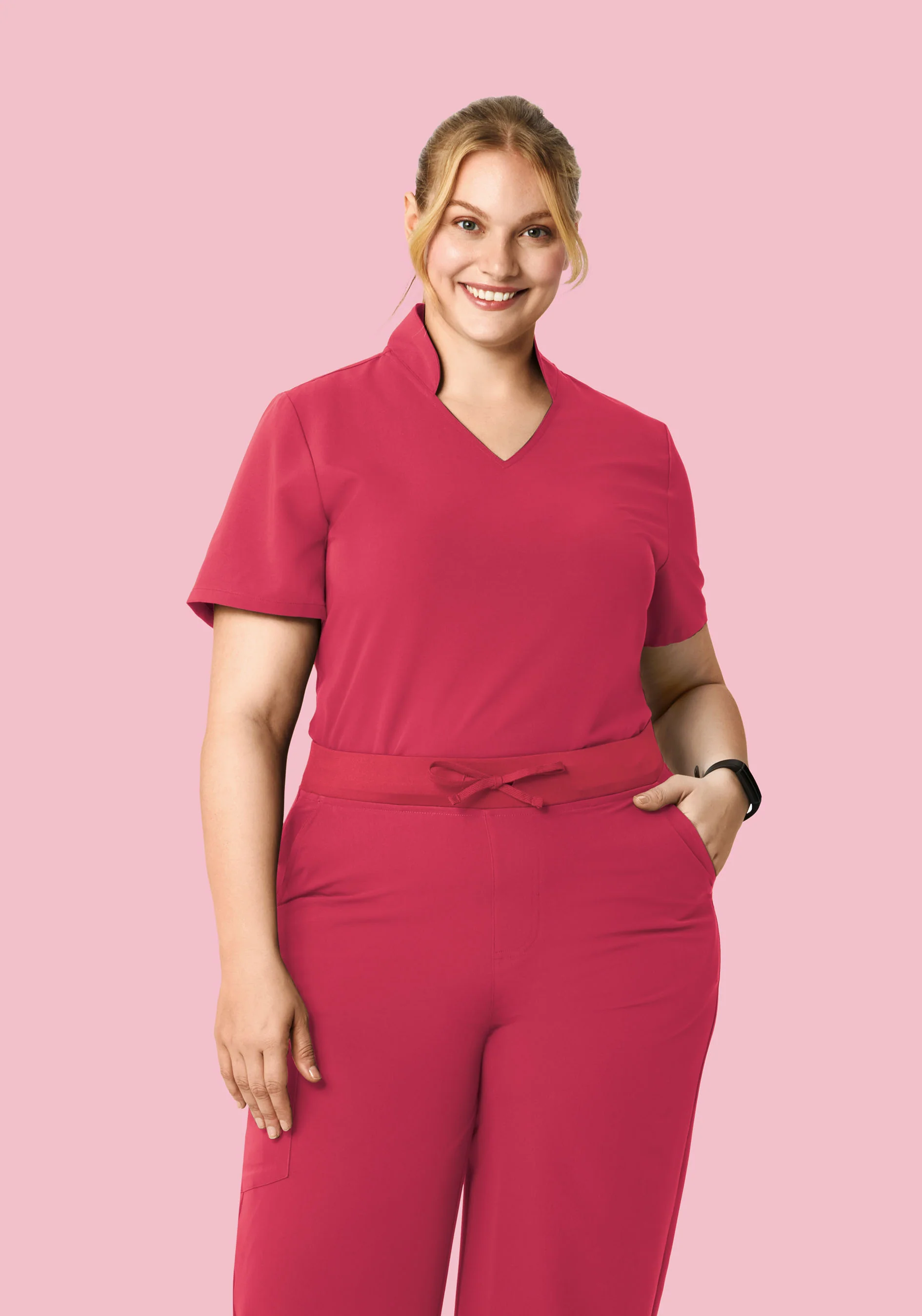 Multi Wear Collar Top Deep Rose - Image 6