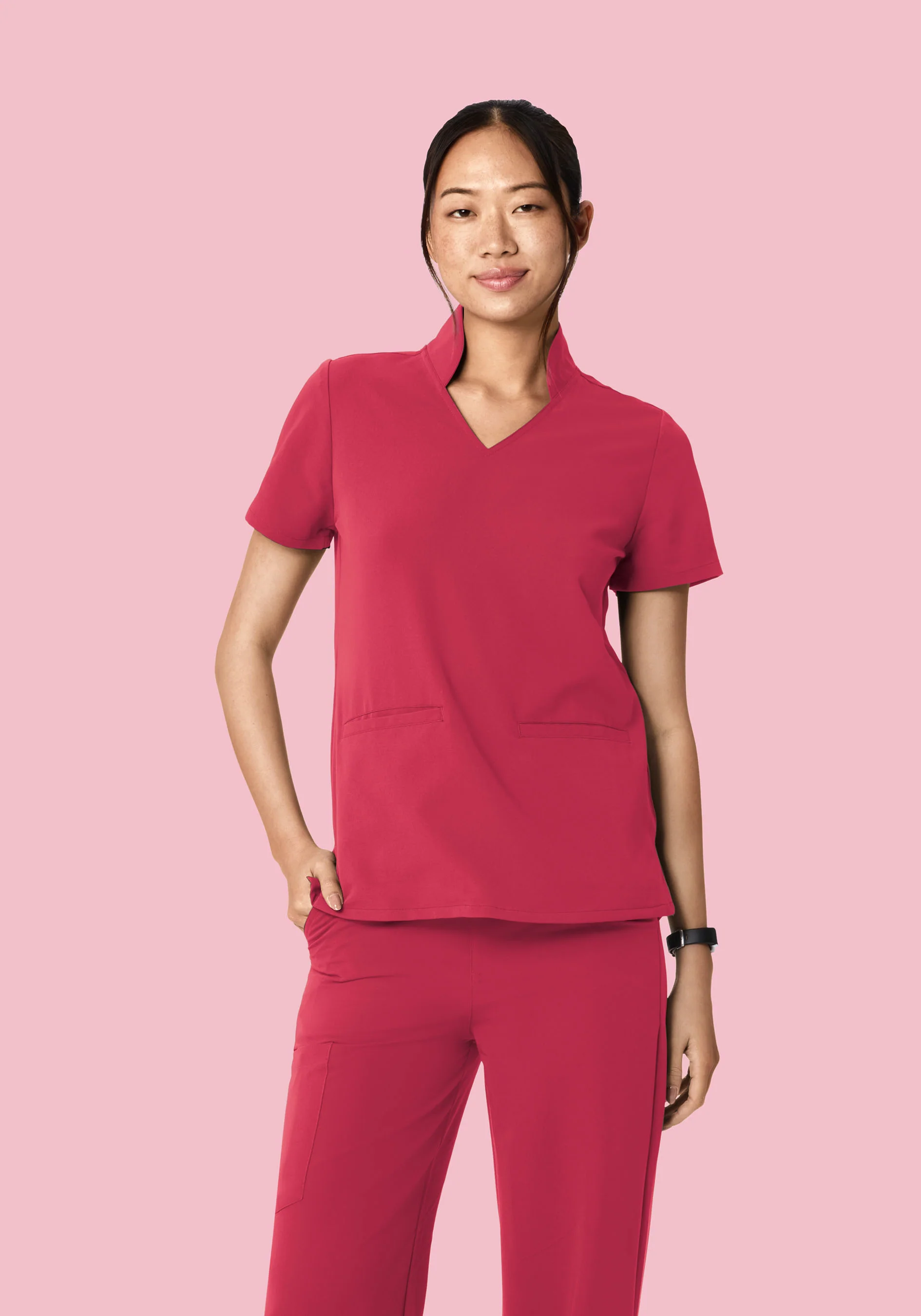 Multi Wear Collar Top Deep Rose - Image 7