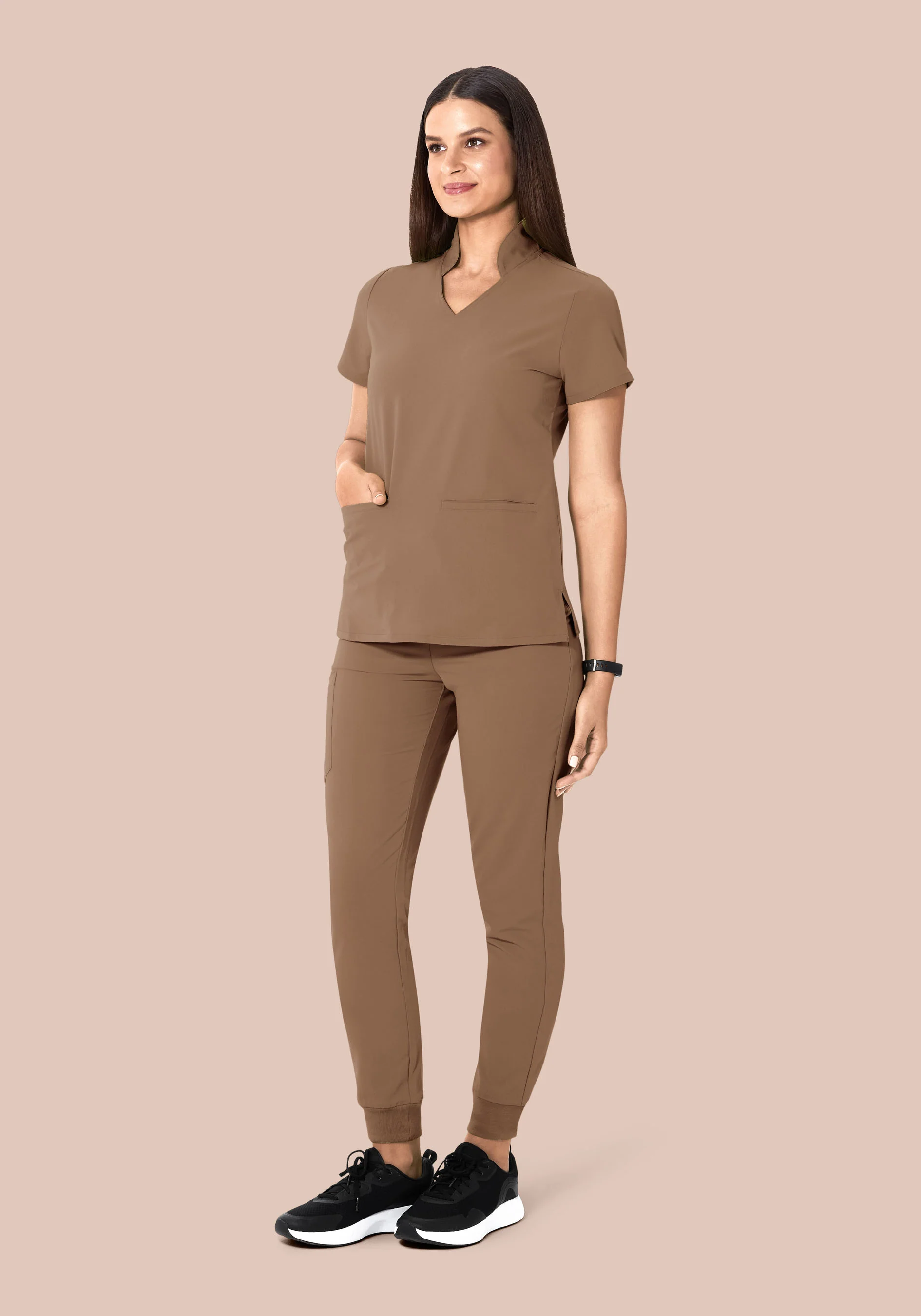 Multi Wear Collar Top Mocha - Image 2