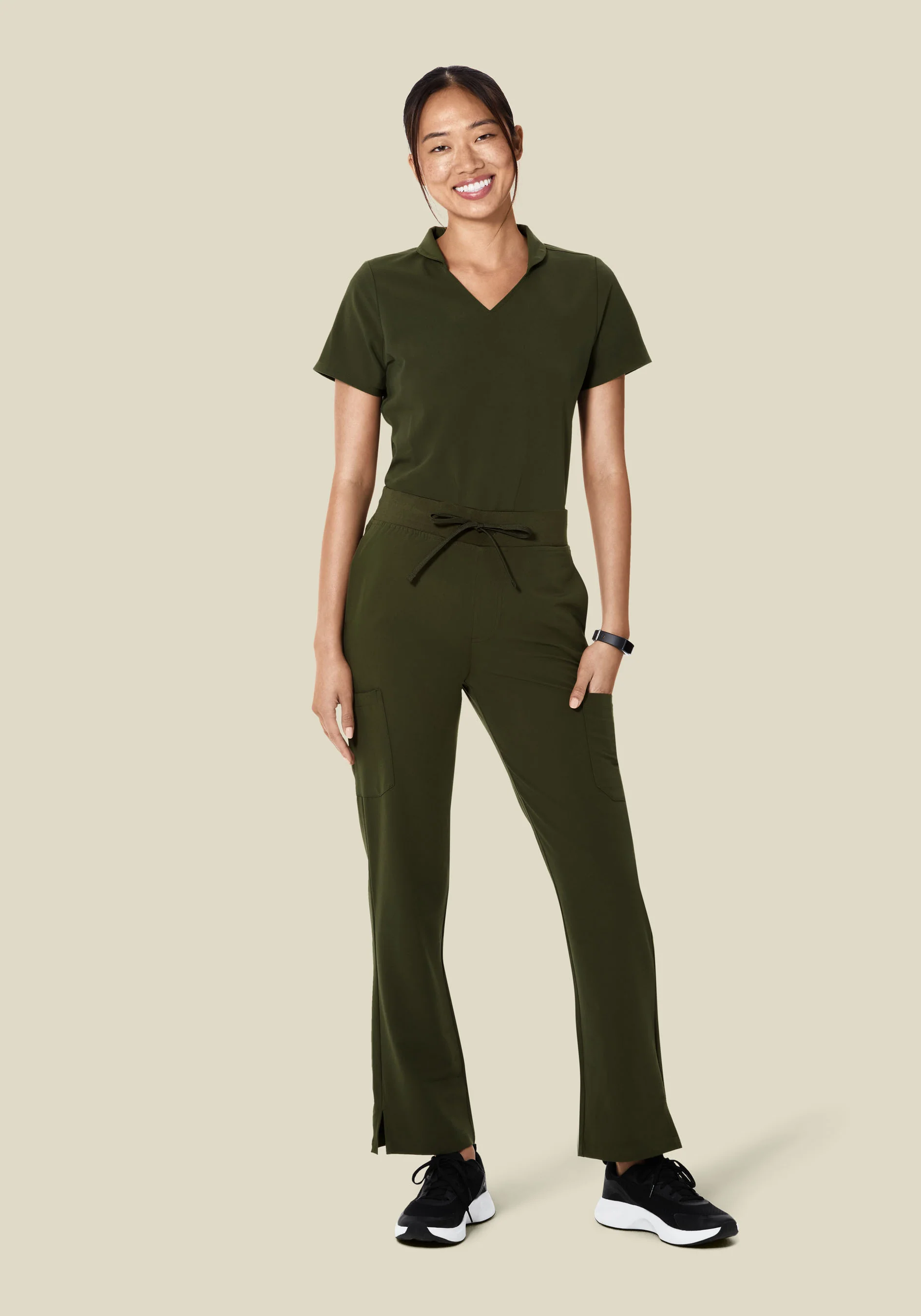 Multi Wear Collar Top Olive - Image 3