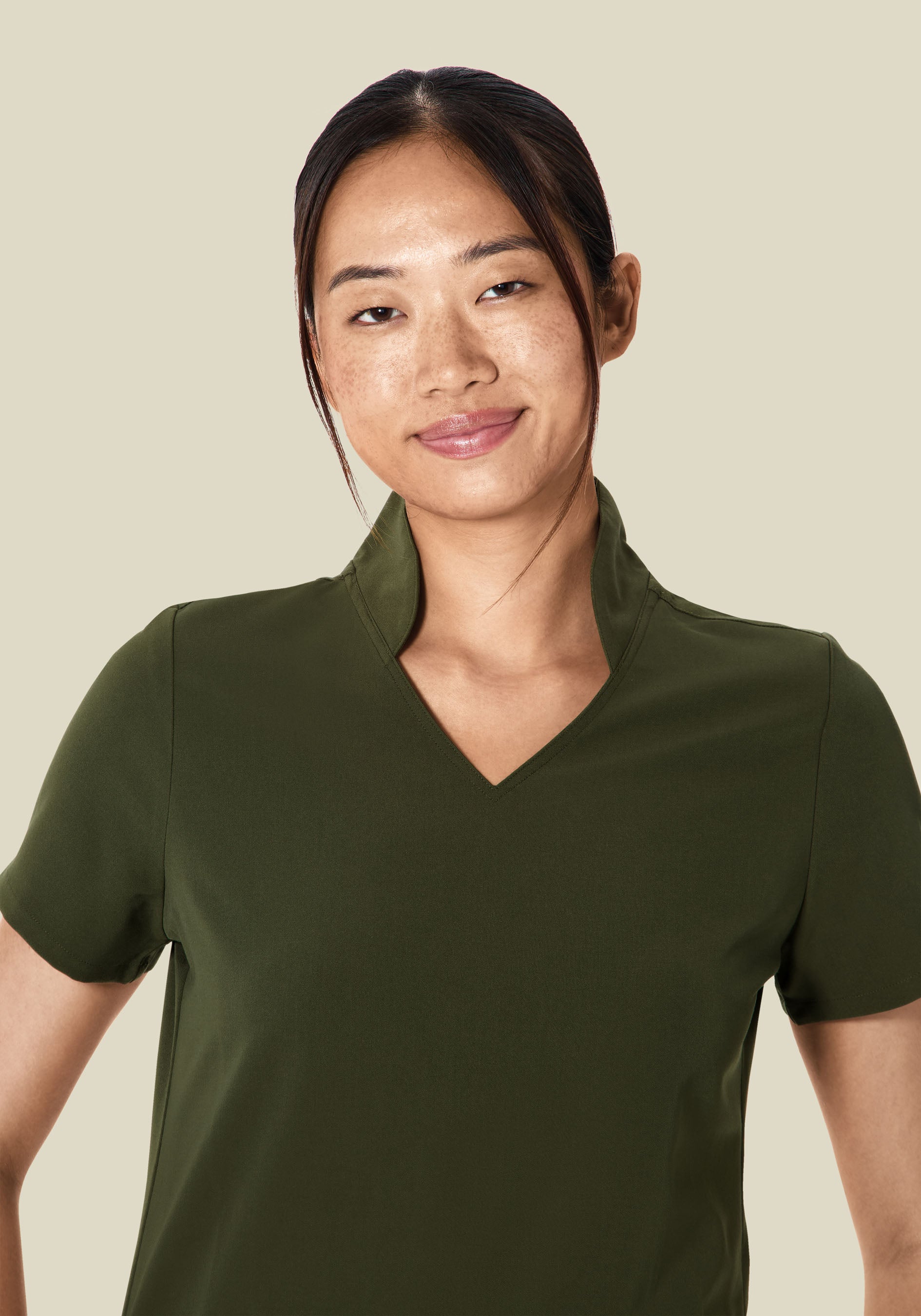 Multi Wear Collar Top Olive - Image 4