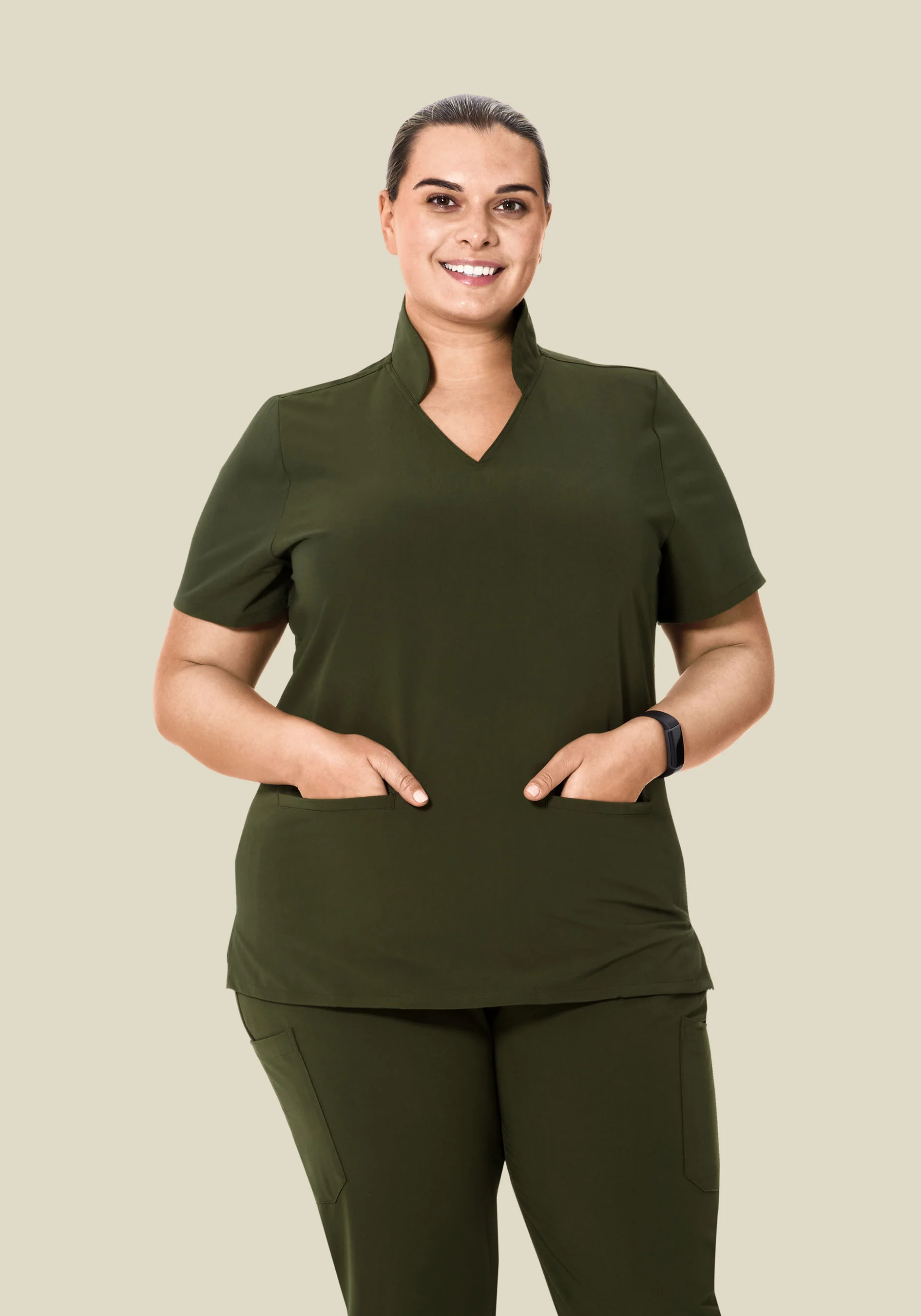 Multi Wear Collar Top Olive - Image 6