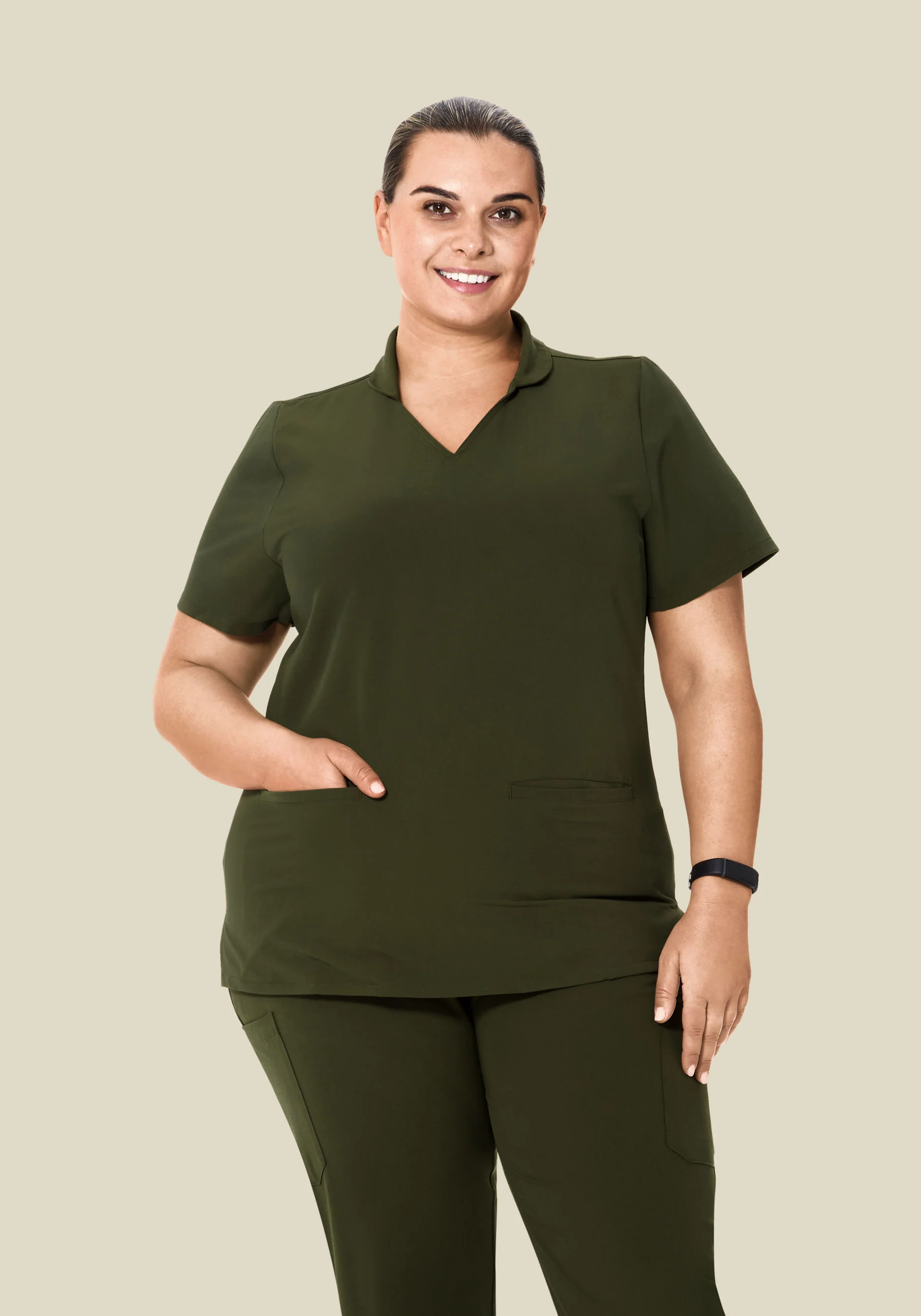 Multi Wear Collar Top Olive - Image 7