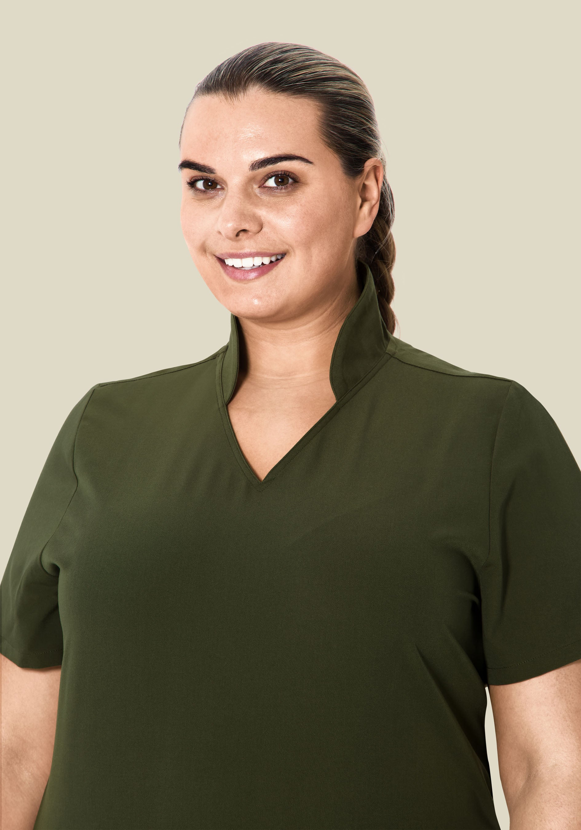 Multi Wear Collar Top Olive - Image 8