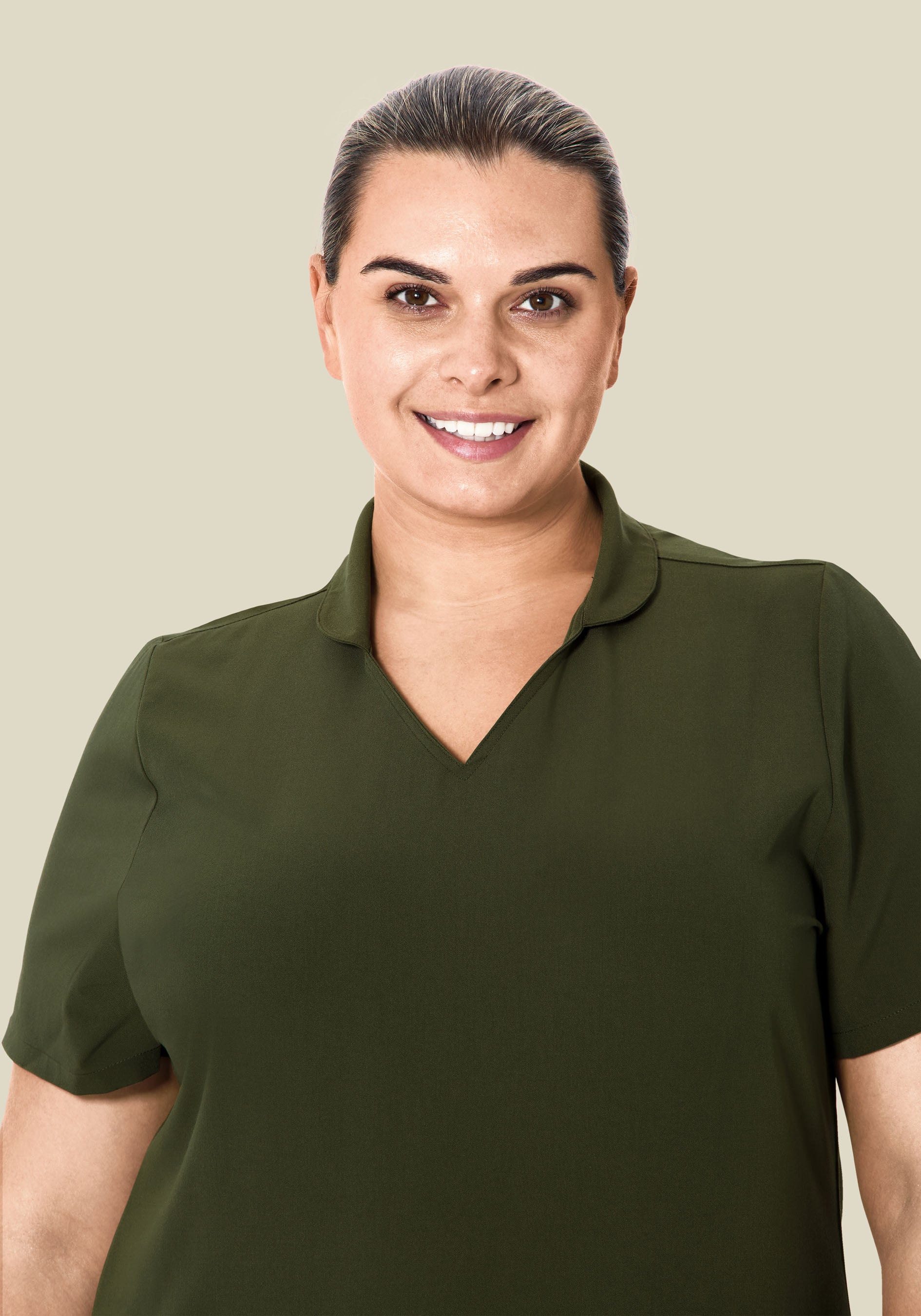 Multi Wear Collar Top Olive - Image 9
