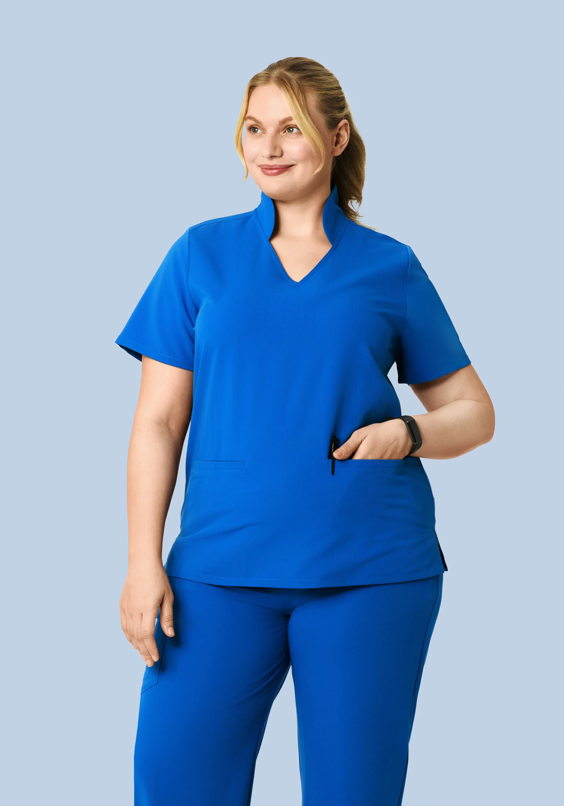 Multi Wear Collar Top Royal Blue - Image 5