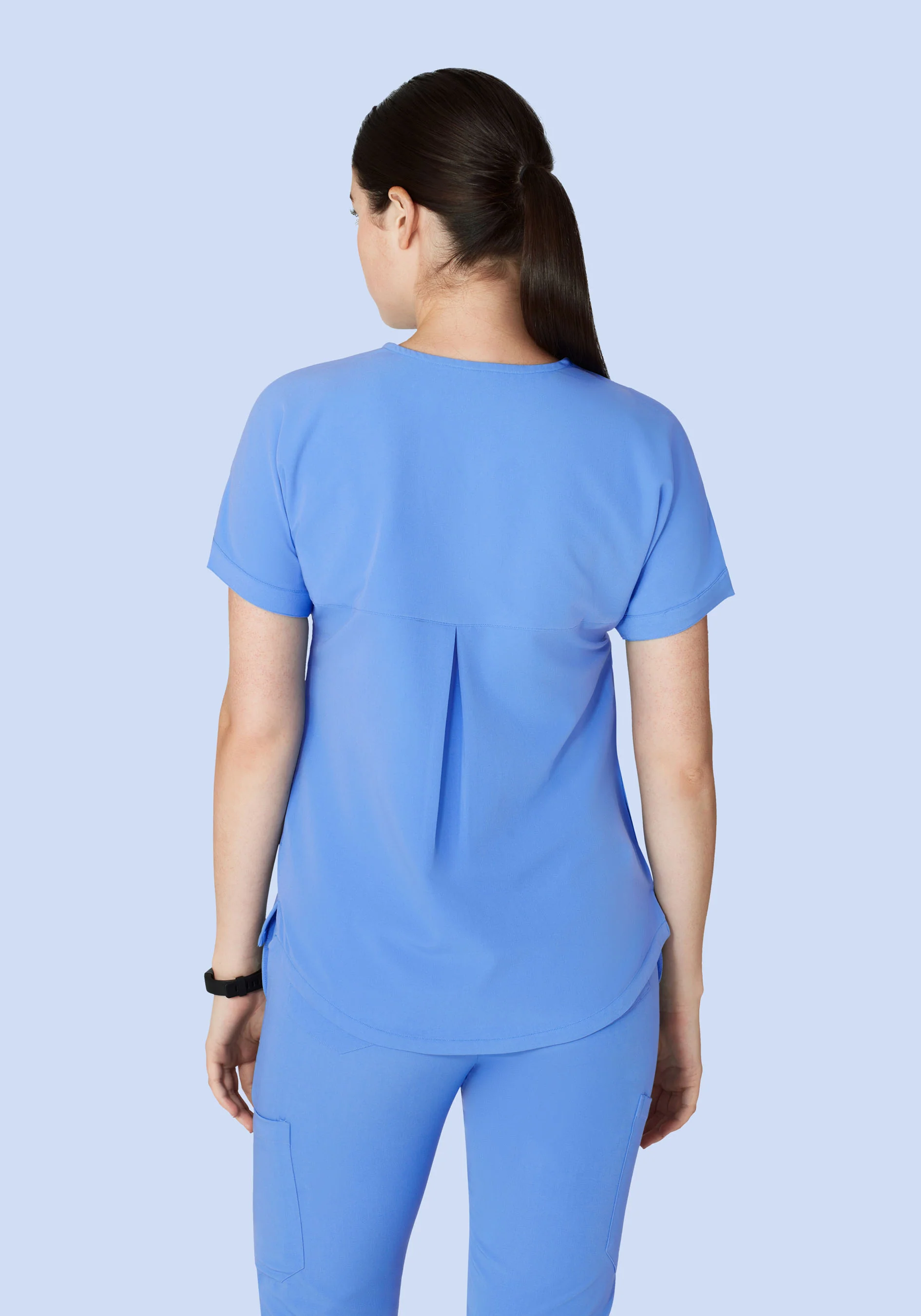 Oversized V Neck Top Ceil Blue - Image 3