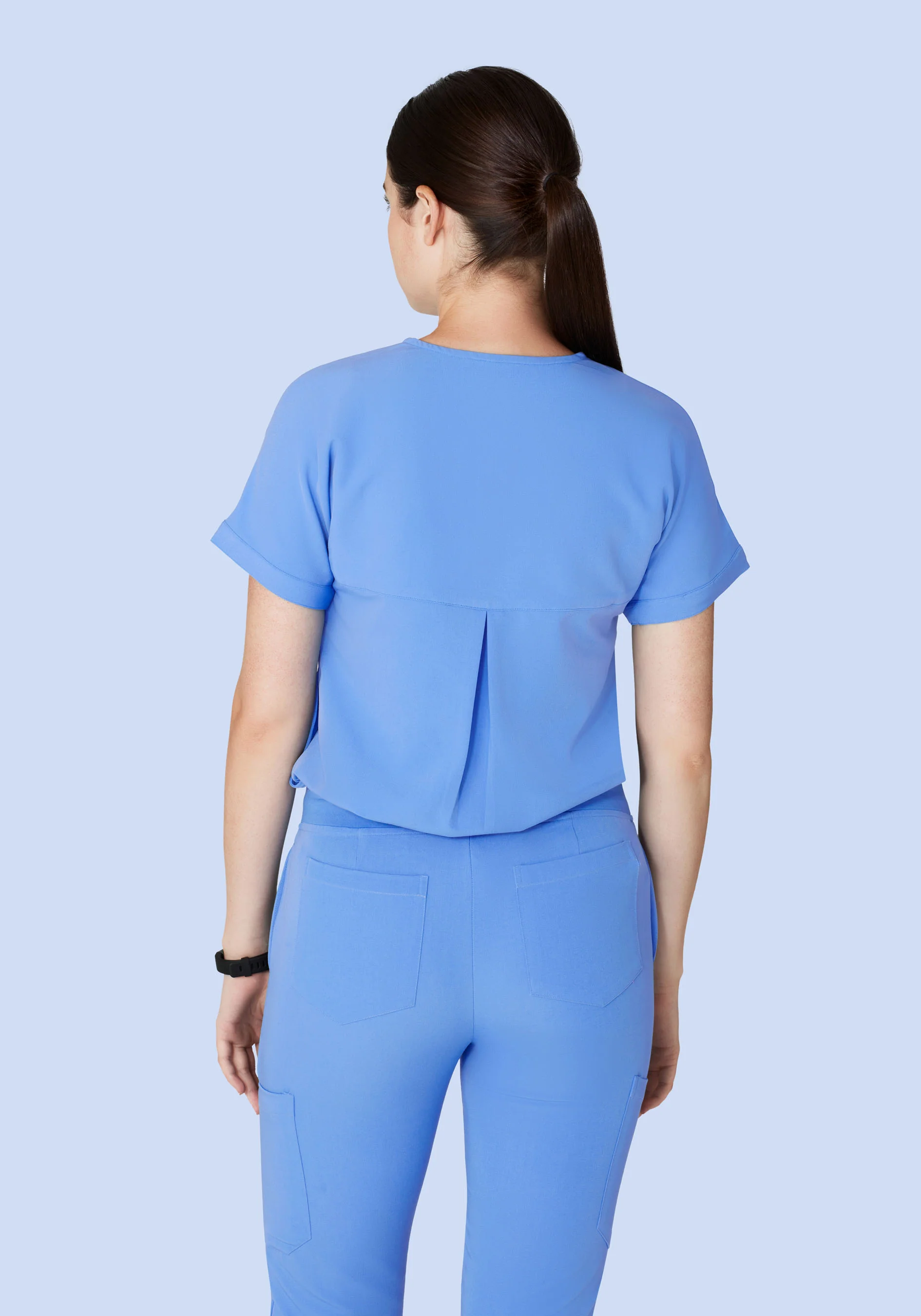 Oversized V Neck Top Ceil Blue - Image 4