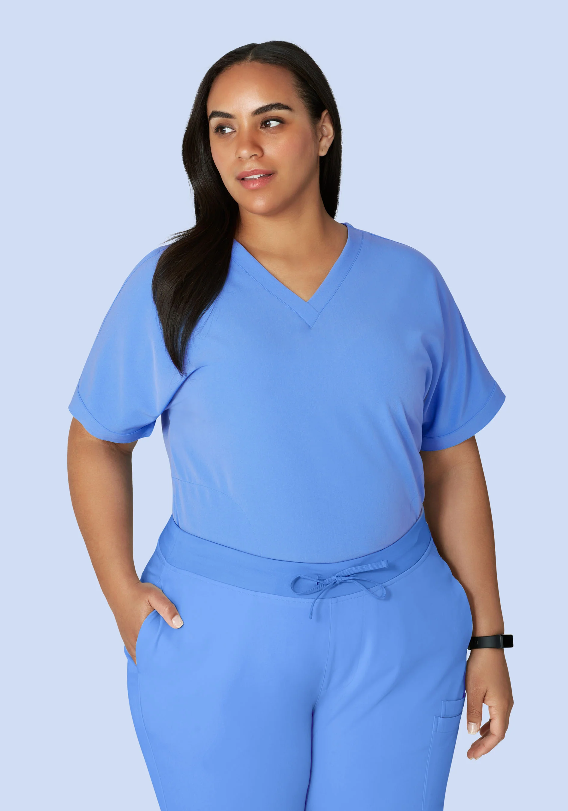 Oversized V Neck Top Ceil Blue - Image 6