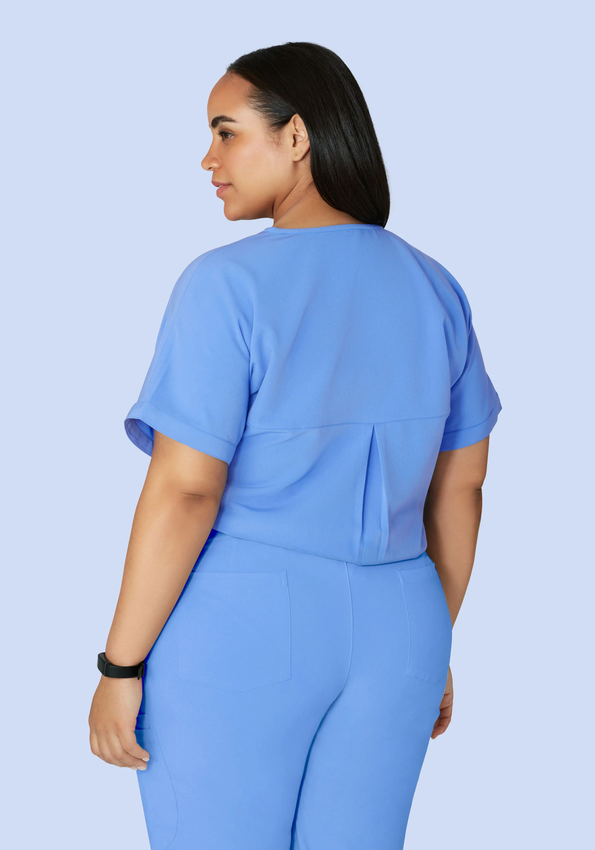 Oversized V Neck Top Ceil Blue - Image 7