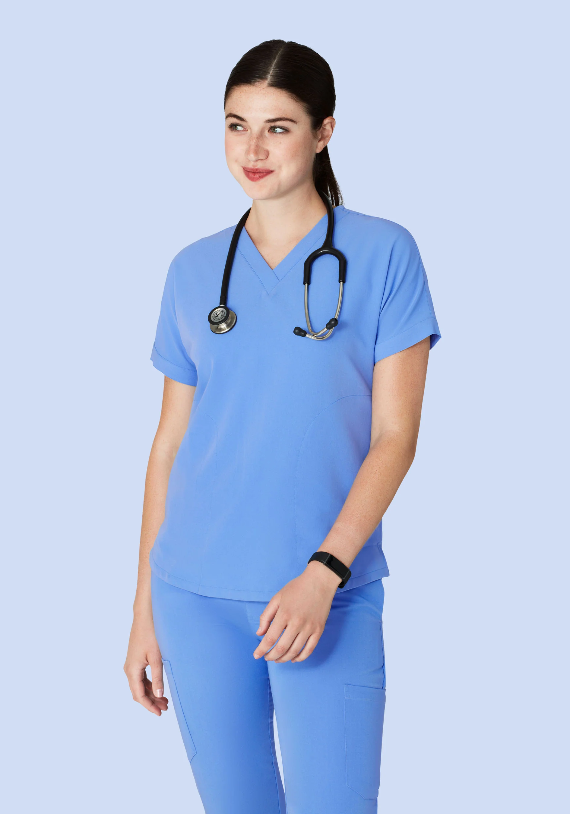 Oversized V Neck Top Ceil Blue - Image 9